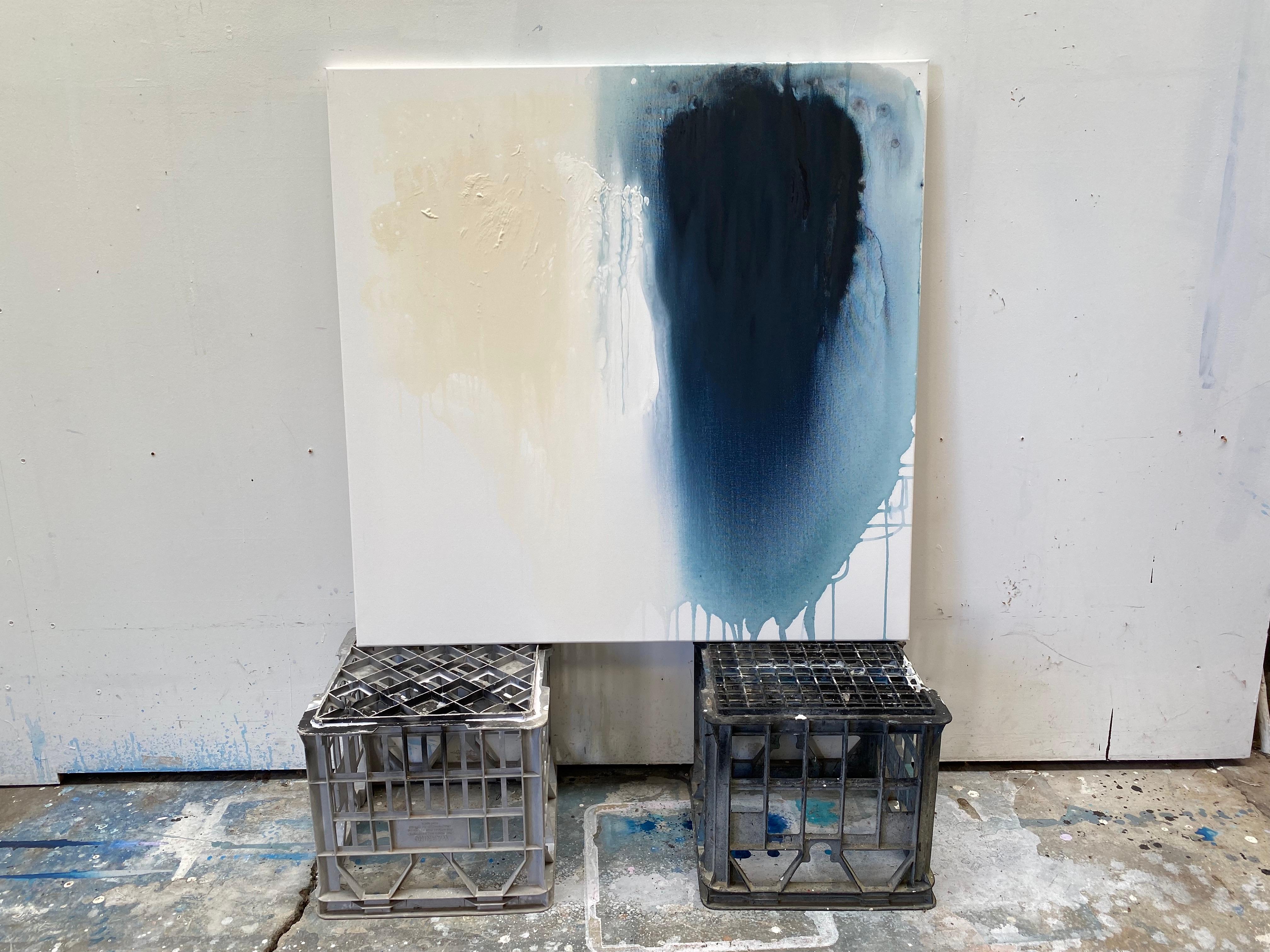 Its Blue: Peace & Quiet Organic Modern Wabi Sabi abstract minimalist painting  - Minimalist Painting by Kathleen Rhee