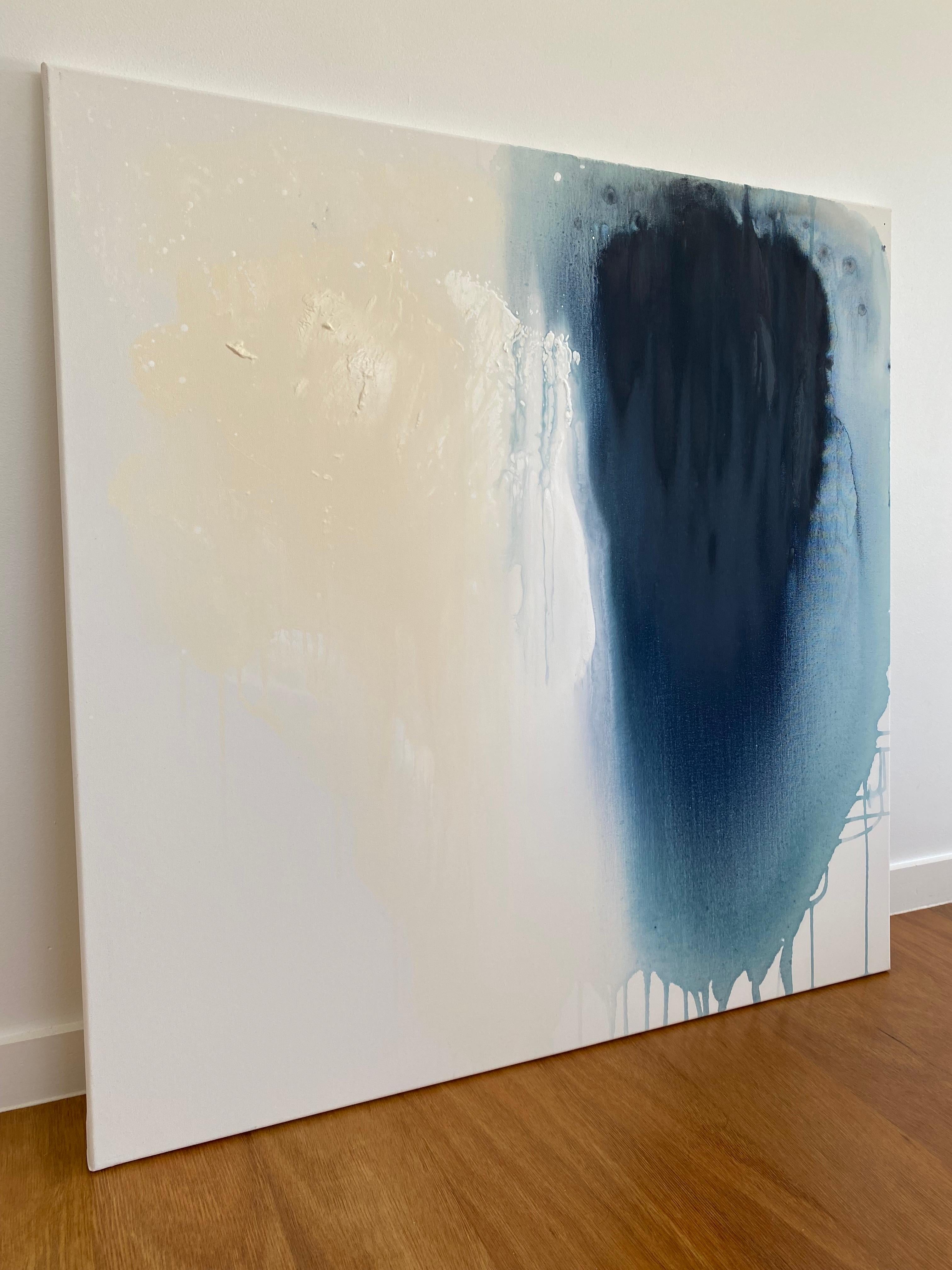 Il suo blu: Pace e tranquillità Pittura organica moderna Wabi Sabi astratta minimalista 2