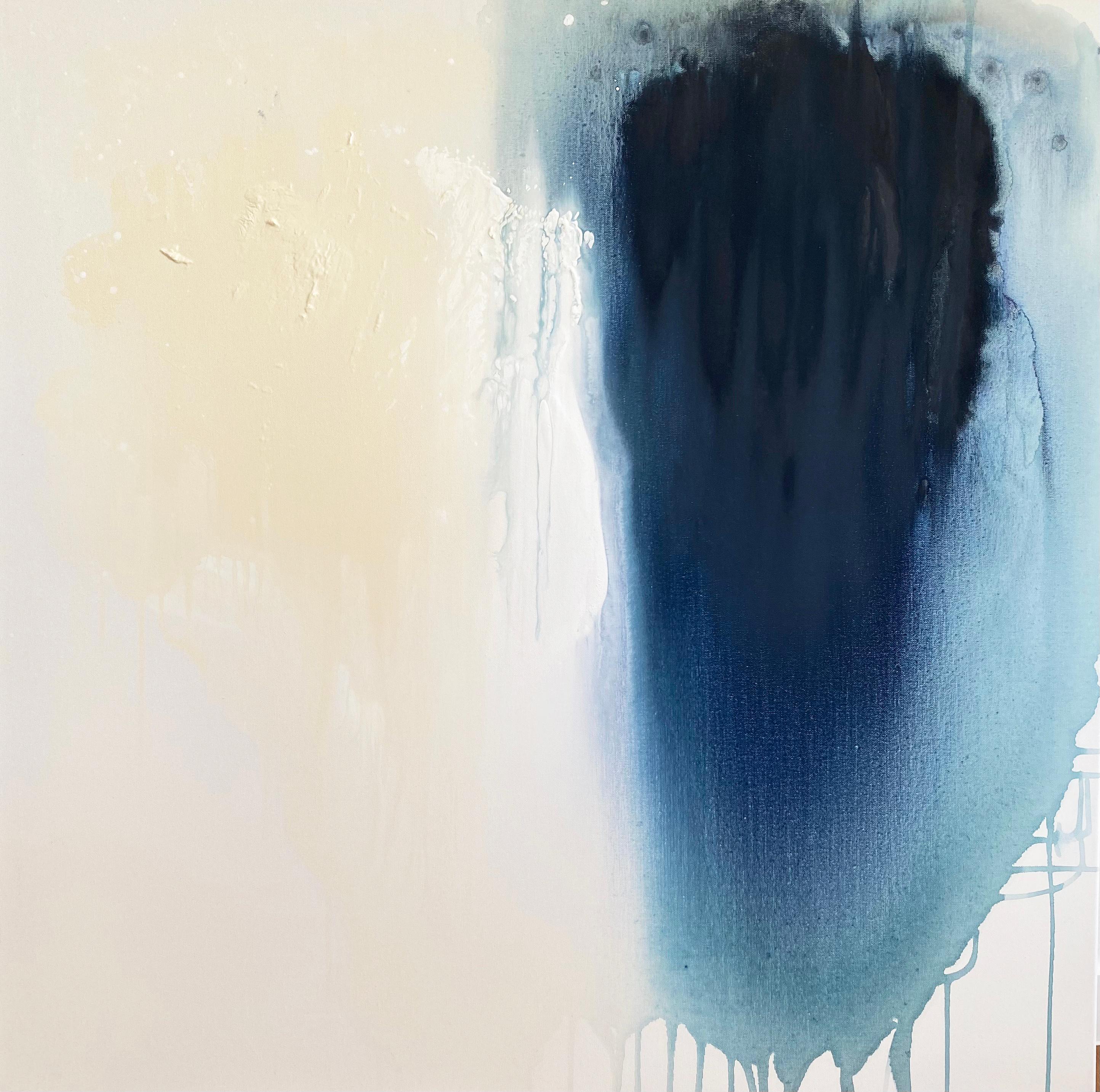 Kathleen Rhee Abstract Painting - Its Blue: Peace & Quiet Organic Modern Wabi Sabi abstract minimalist painting 