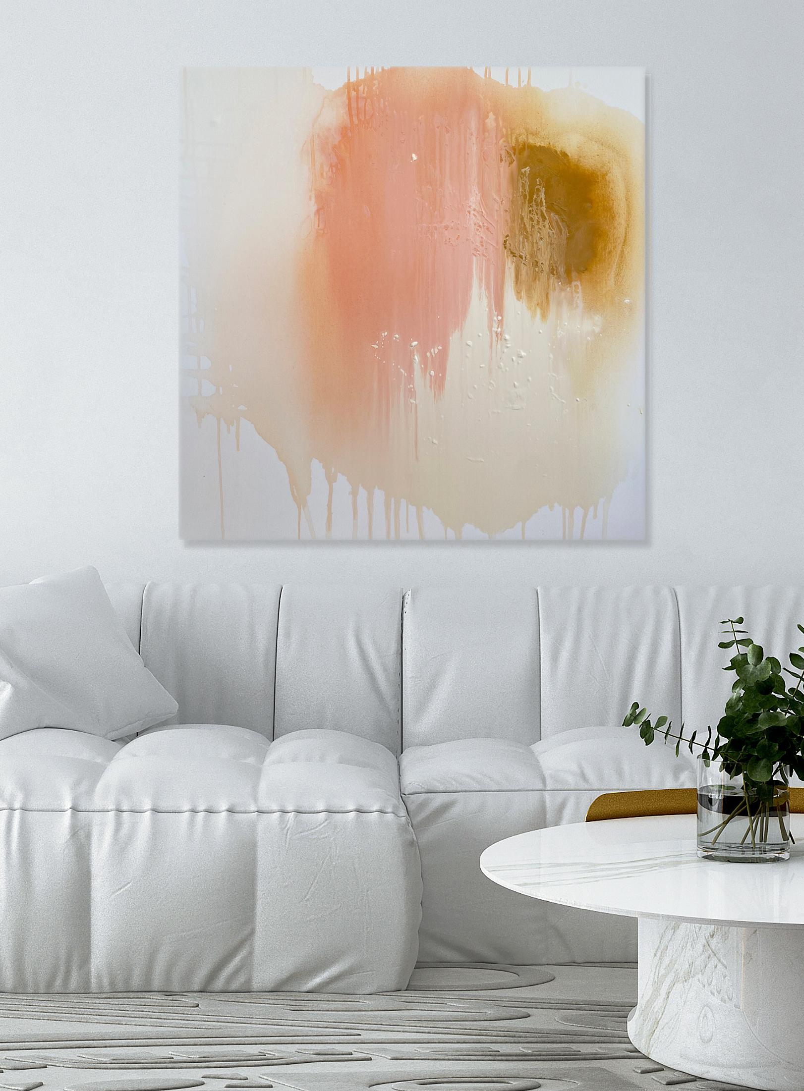 Its Pink: Peace & Quiet Organic Modern Wabi Sabi abstract minimalist painting - Painting by Kathleen Rhee