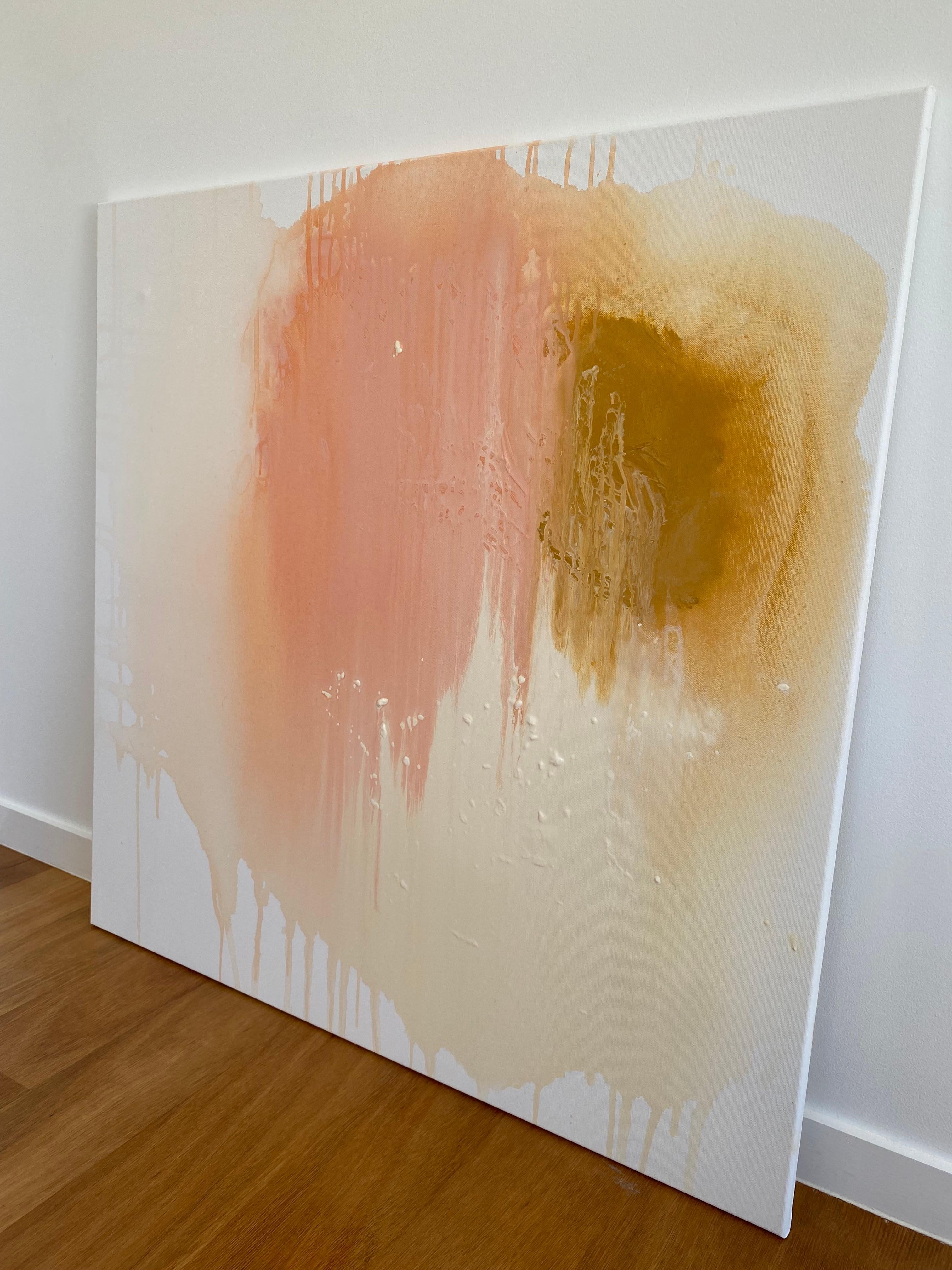 Il suo rosa: Pace e tranquillità Pittura organica moderna Wabi Sabi astratta minimalista 4