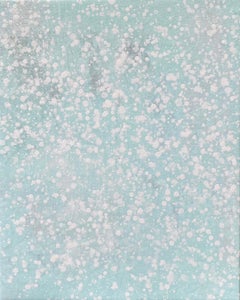 Its snowing pastel mint green dot abstract expressionist painting on linen
