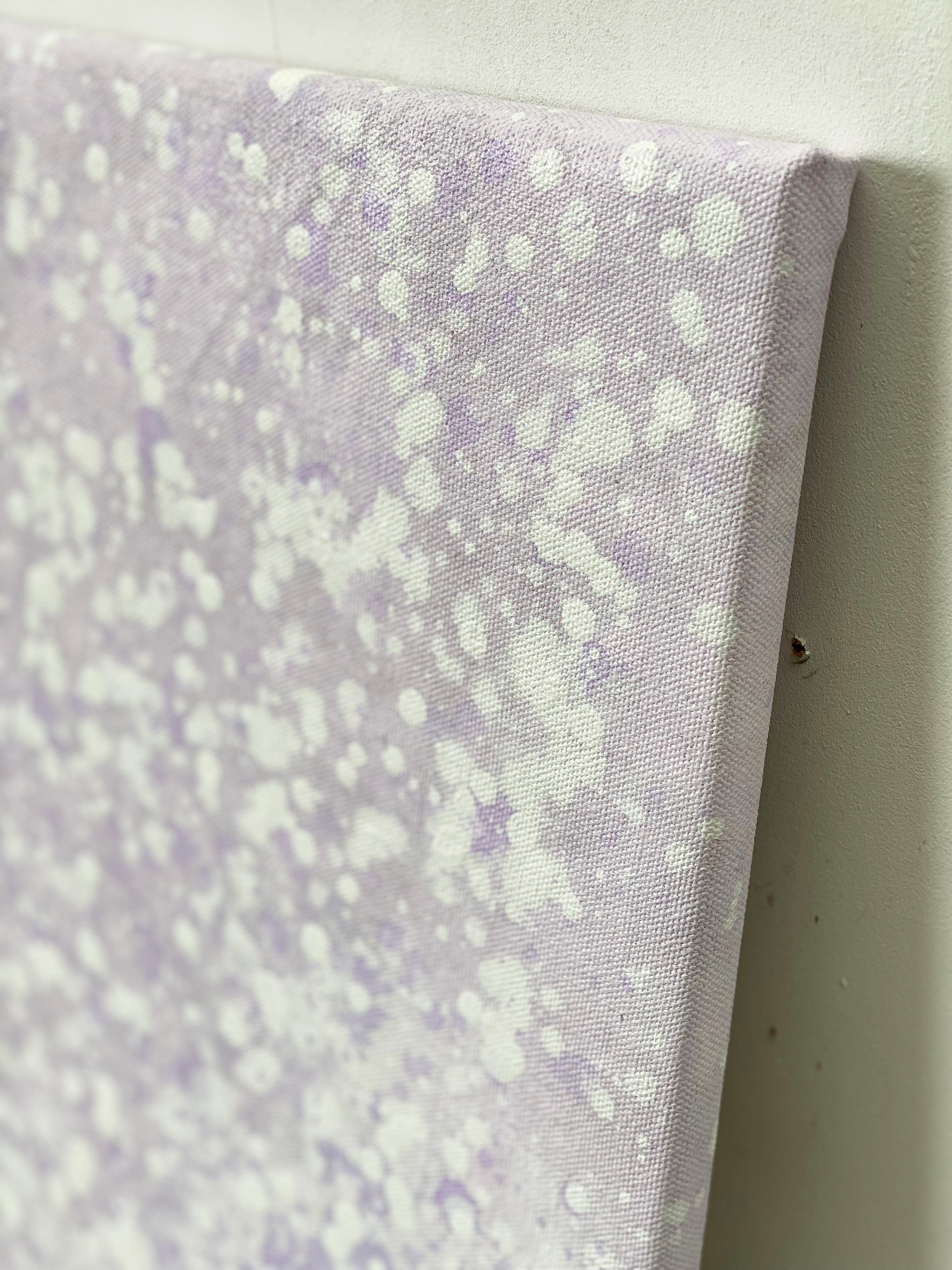 Seine verschneite Pastell lavendelfarbene abstrakte minimale expressionistische moderne Malerei Punkte im Angebot 1
