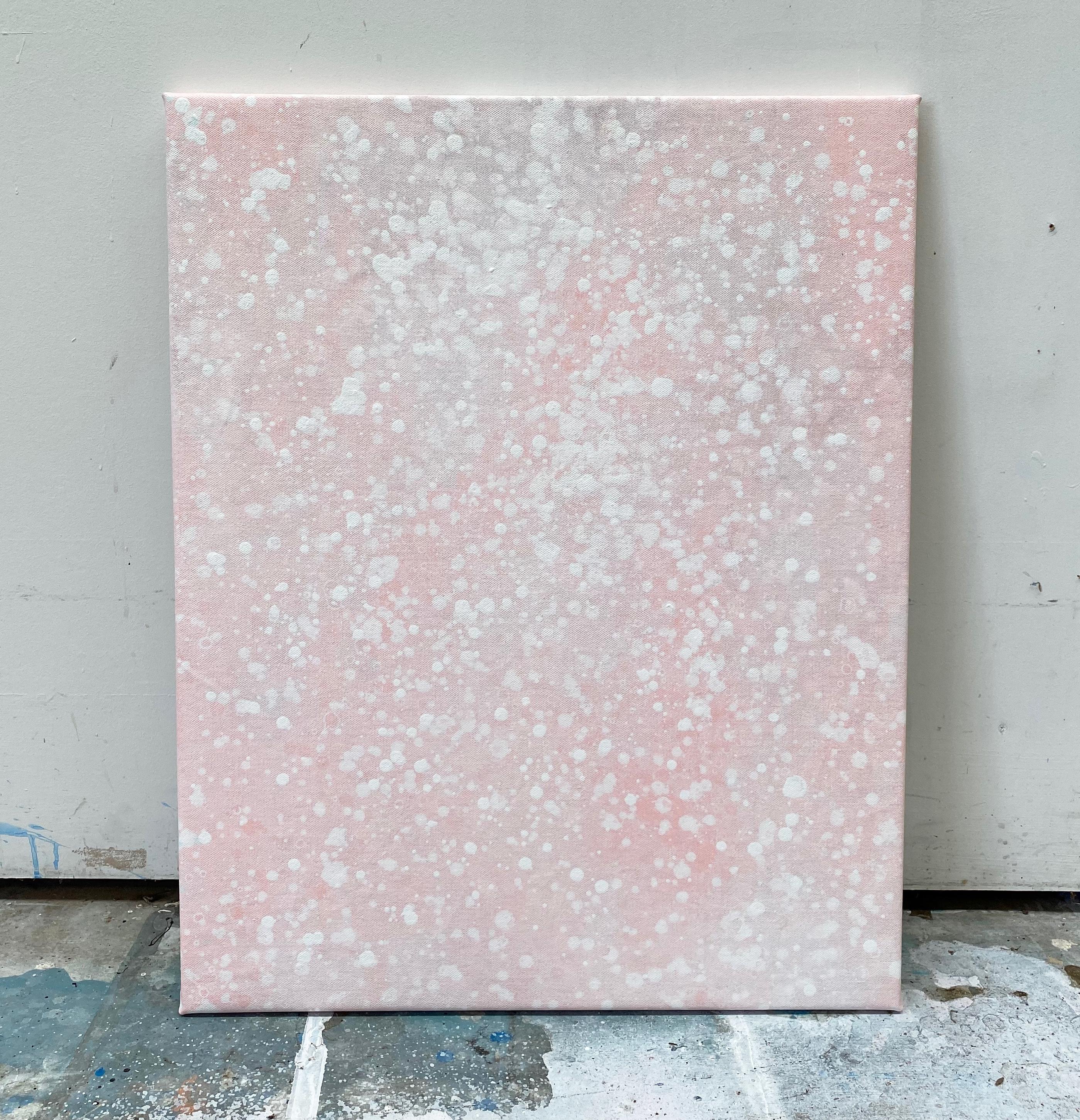 Its snowing pastel light pink dot abstract minimal expressionist modern painting - Painting by Kathleen Rhee