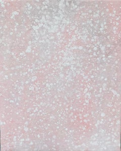 Its snowing pastel pink small abstract minimal expressionist modern painting