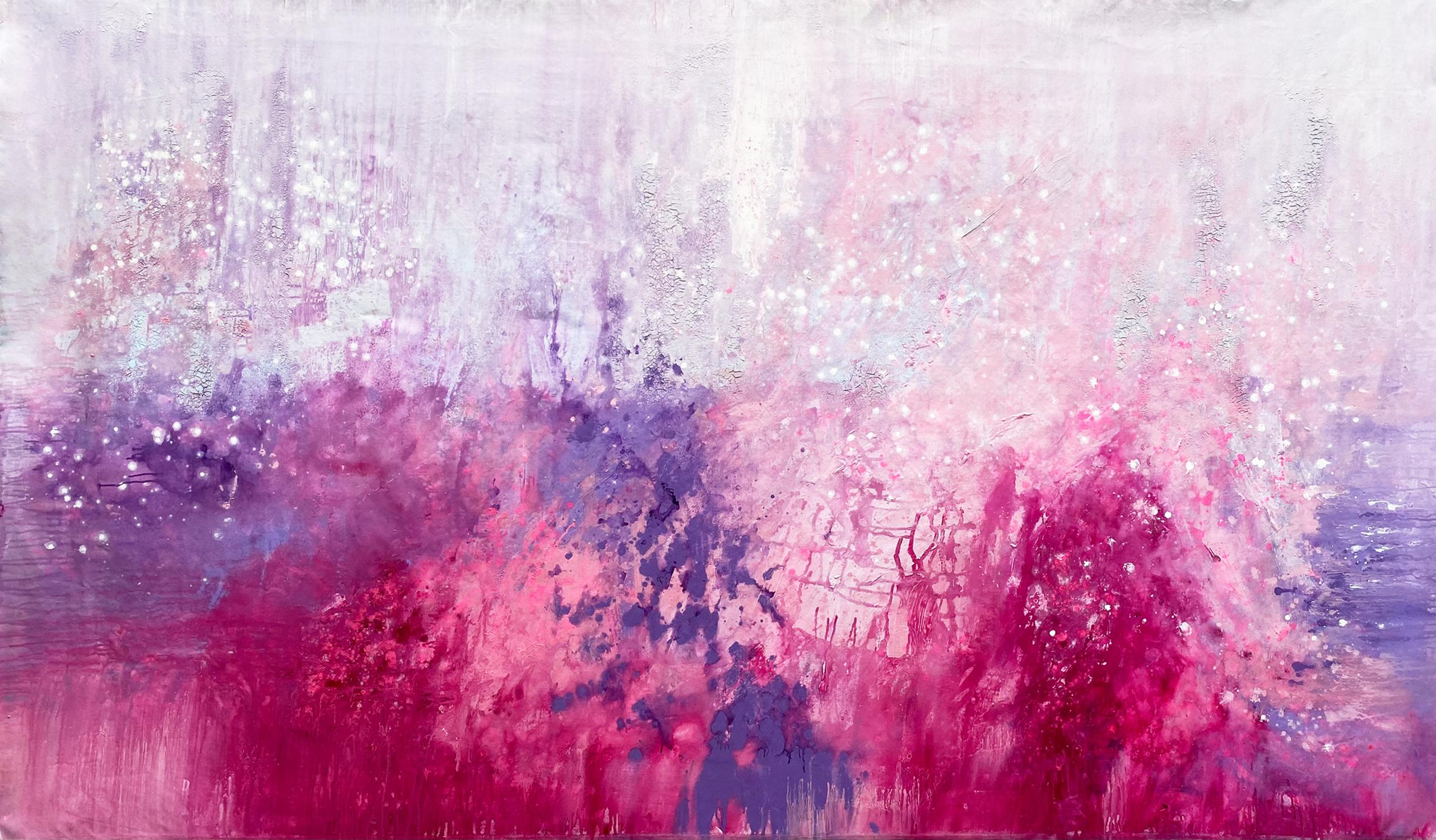 Keep Dreaming large statement art abstract expression painting pink purple white