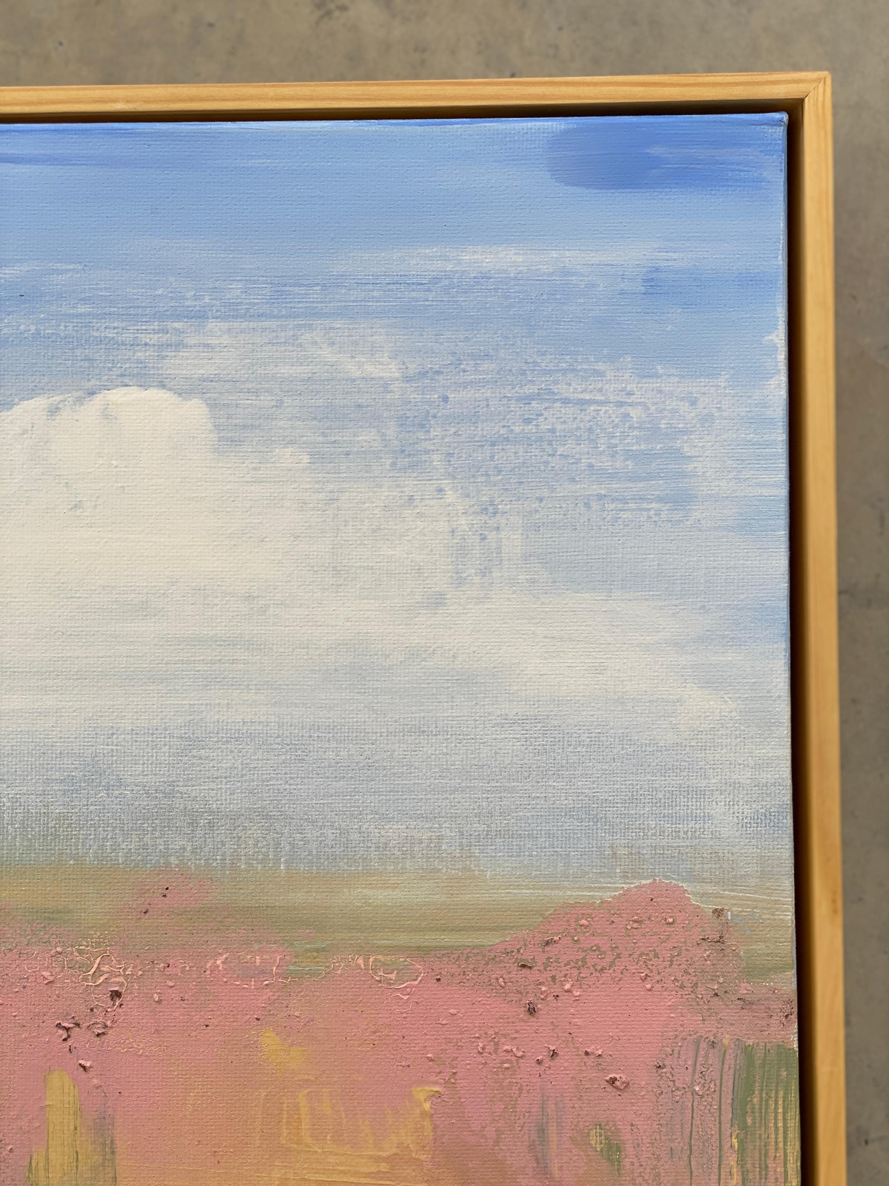 Land abstract expressionist landscape canvas framed blue sky clouds pink earth 2
