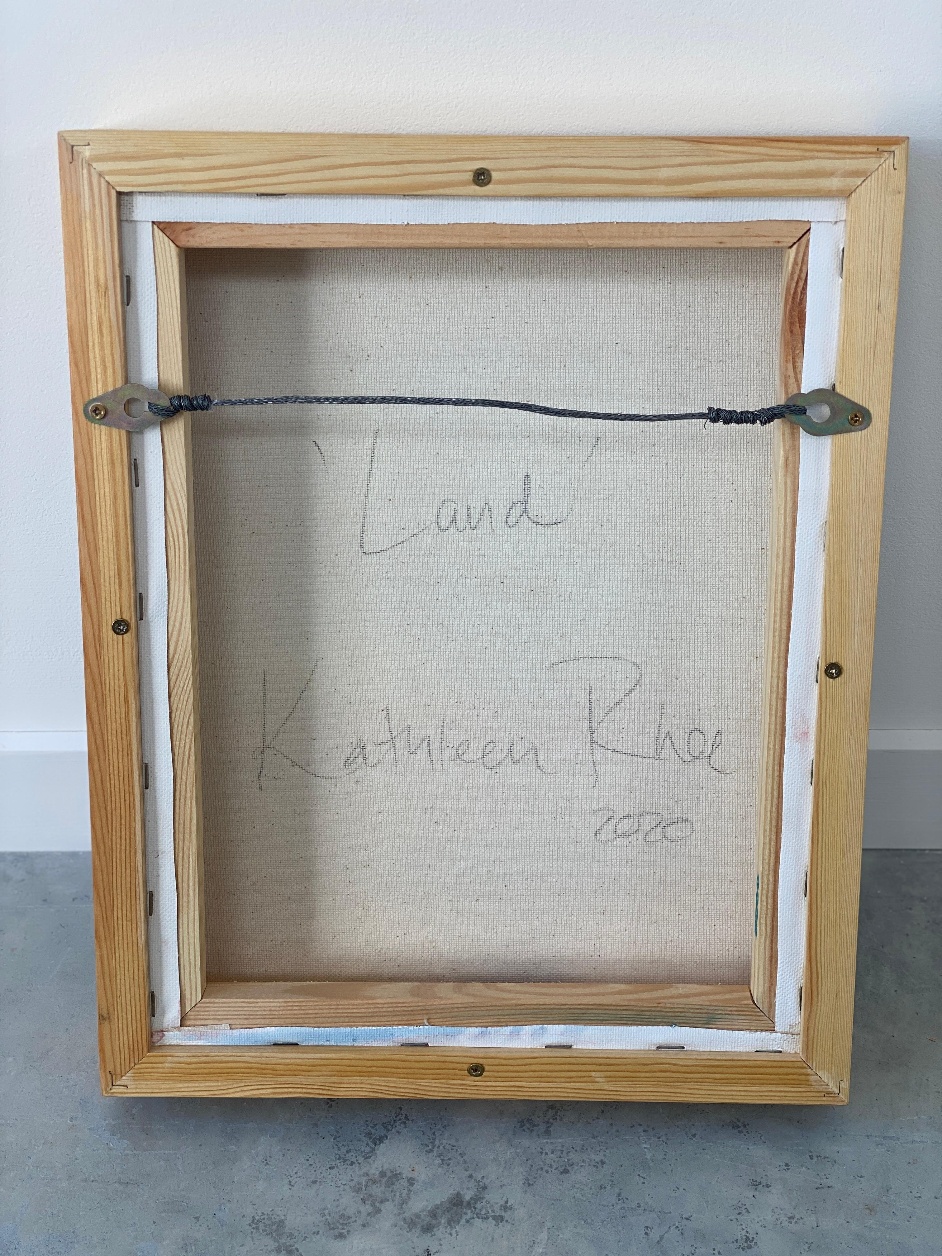 Land abstract expressionist landscape canvas framed blue sky clouds pink earth 4