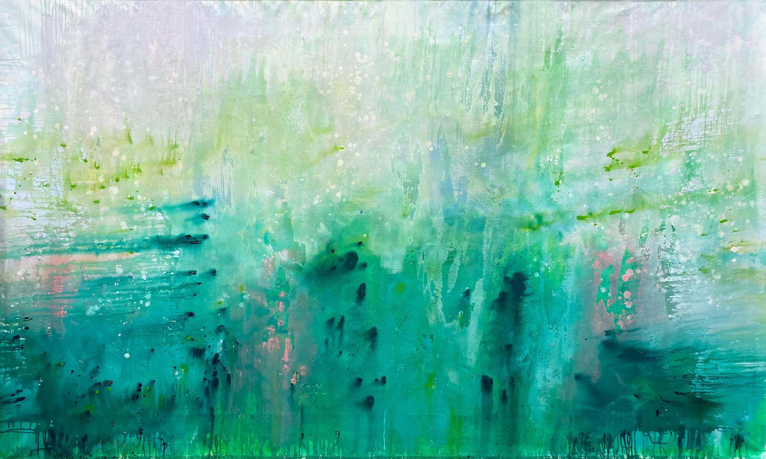 Kathleen Rhee Abstract Painting - Love You More Than Life large statement art original abstract painting green
