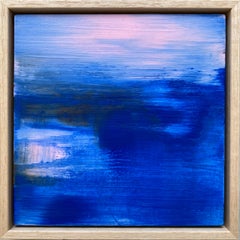 Magic framed abstract expressionist painting water ocean blue pink