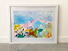 Matisse Mountains no1 abstract landscape pastel fine art paper white framed