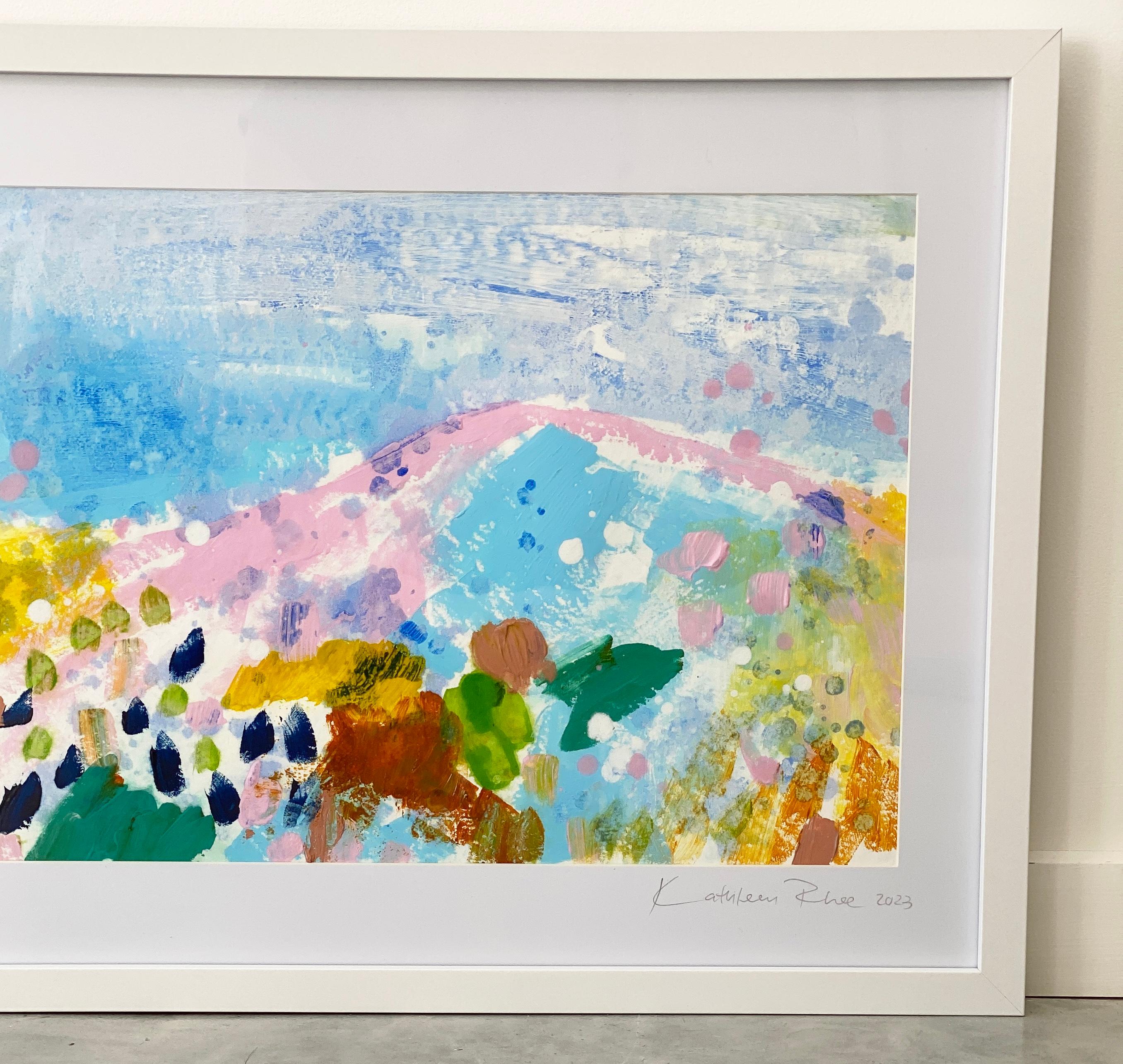 Matisse Mountains no1 abstract landscape pastel fine art paper white framed For Sale 1