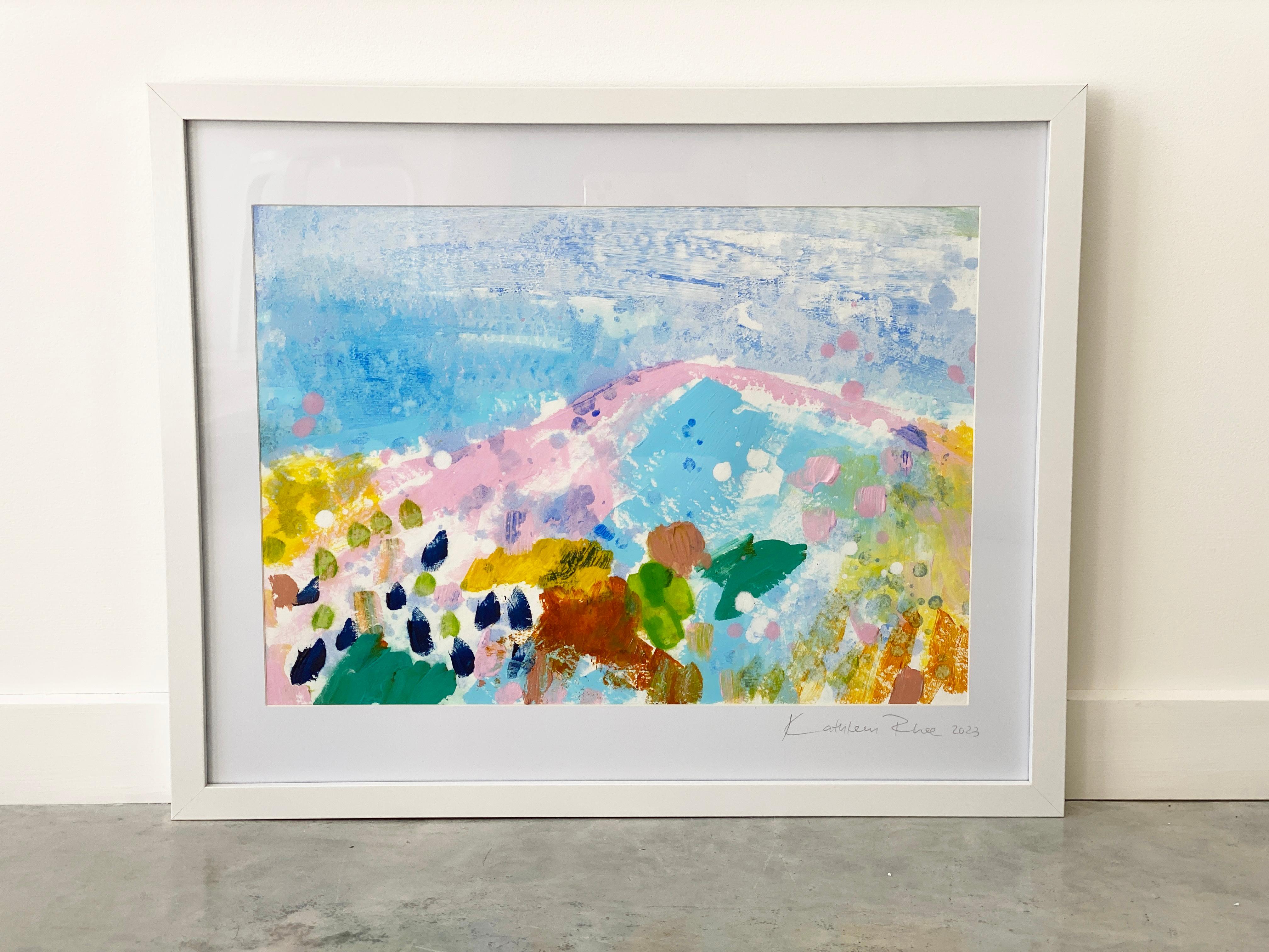 Matisse Mountains no1 abstract landscape pastel fine art paper white framed For Sale 2