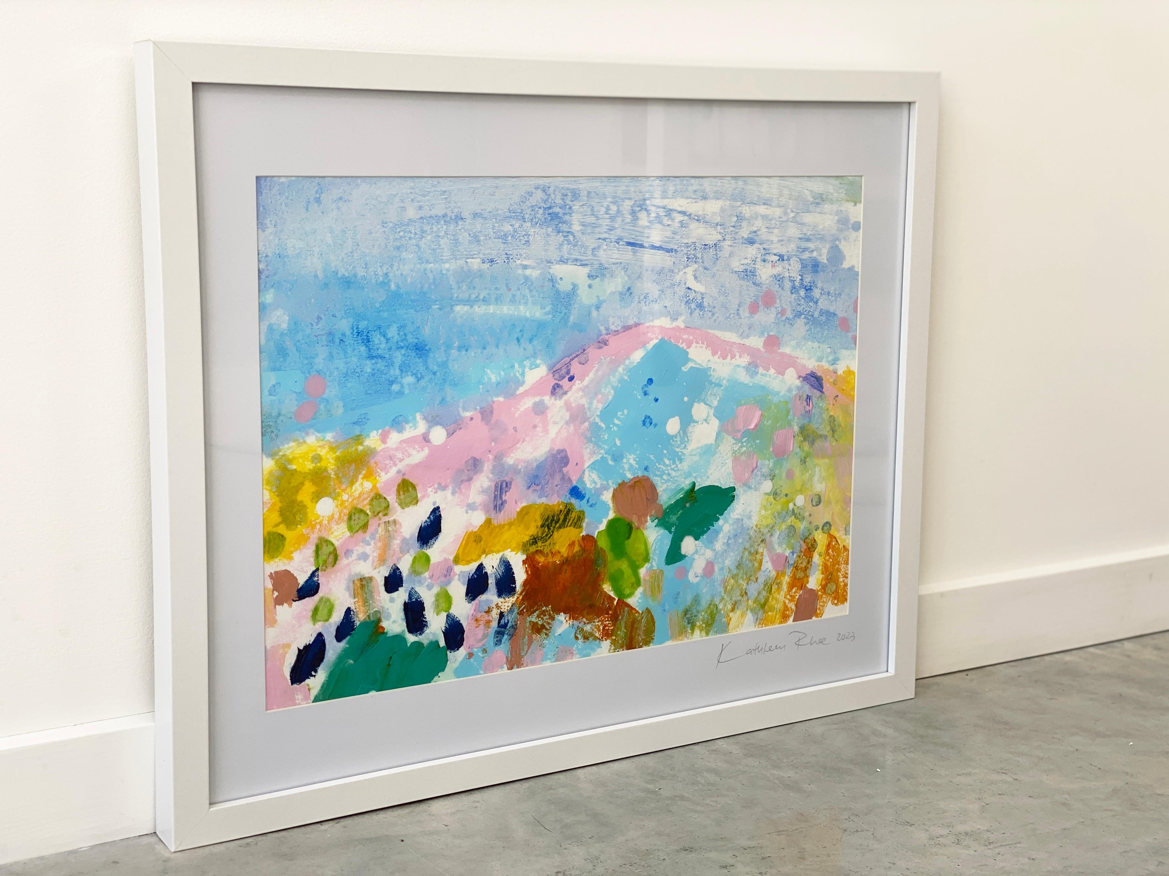 Matisse Mountains no1 abstract landscape pastel fine art paper white framed For Sale 4