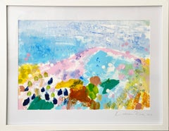 Matisse Mountains no1 abstract landscape pastel fine art paper white framed