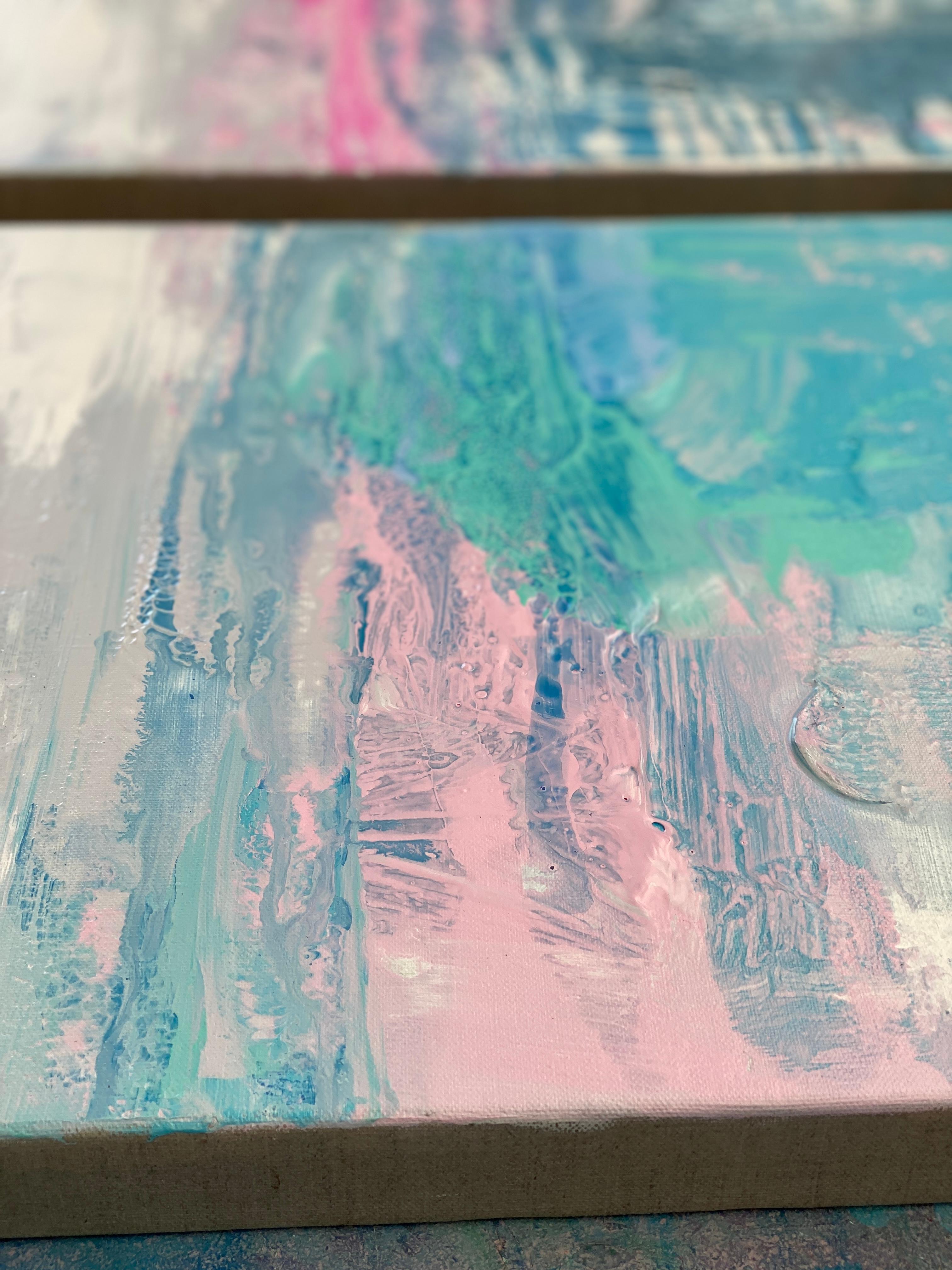 Mémoires Monet  Aquarelle impressionniste abstraite vert pastel en vente 1