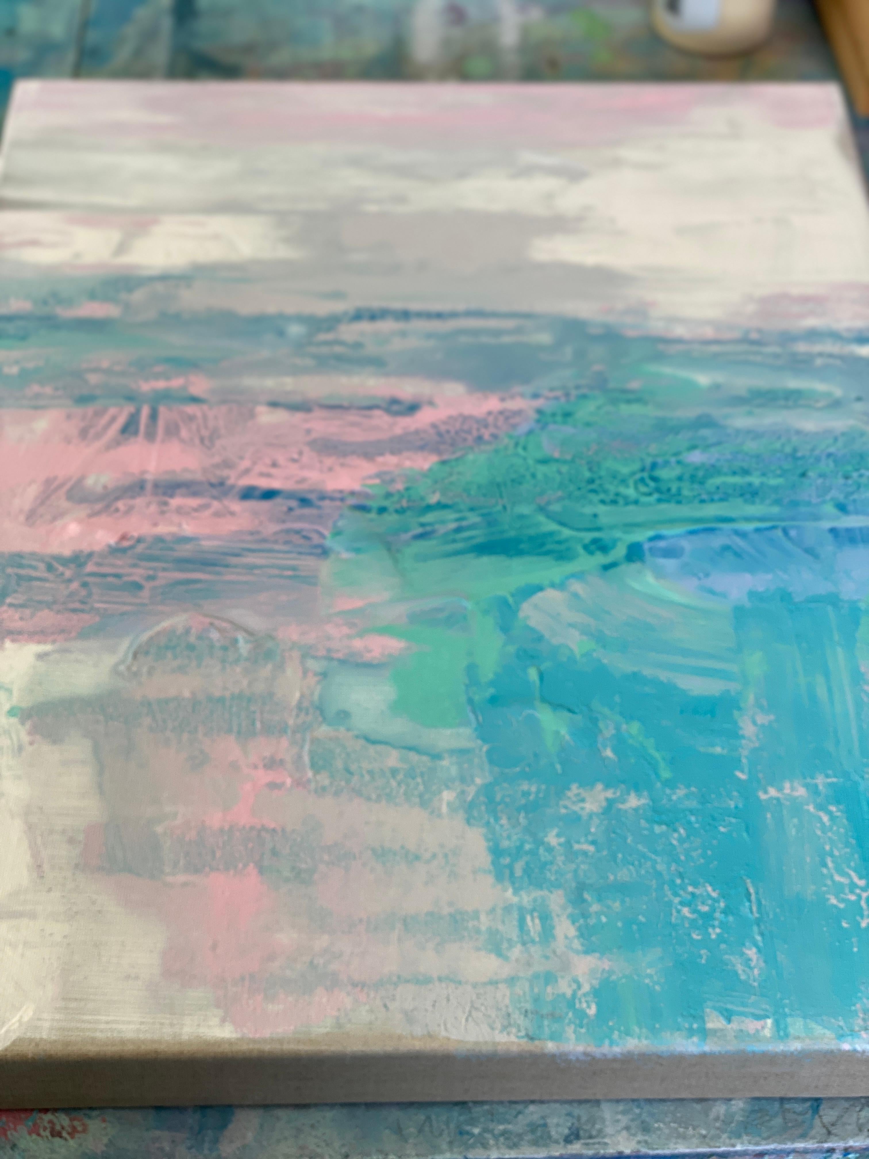 Mémoires Monet  Aquarelle impressionniste abstraite vert pastel en vente 2