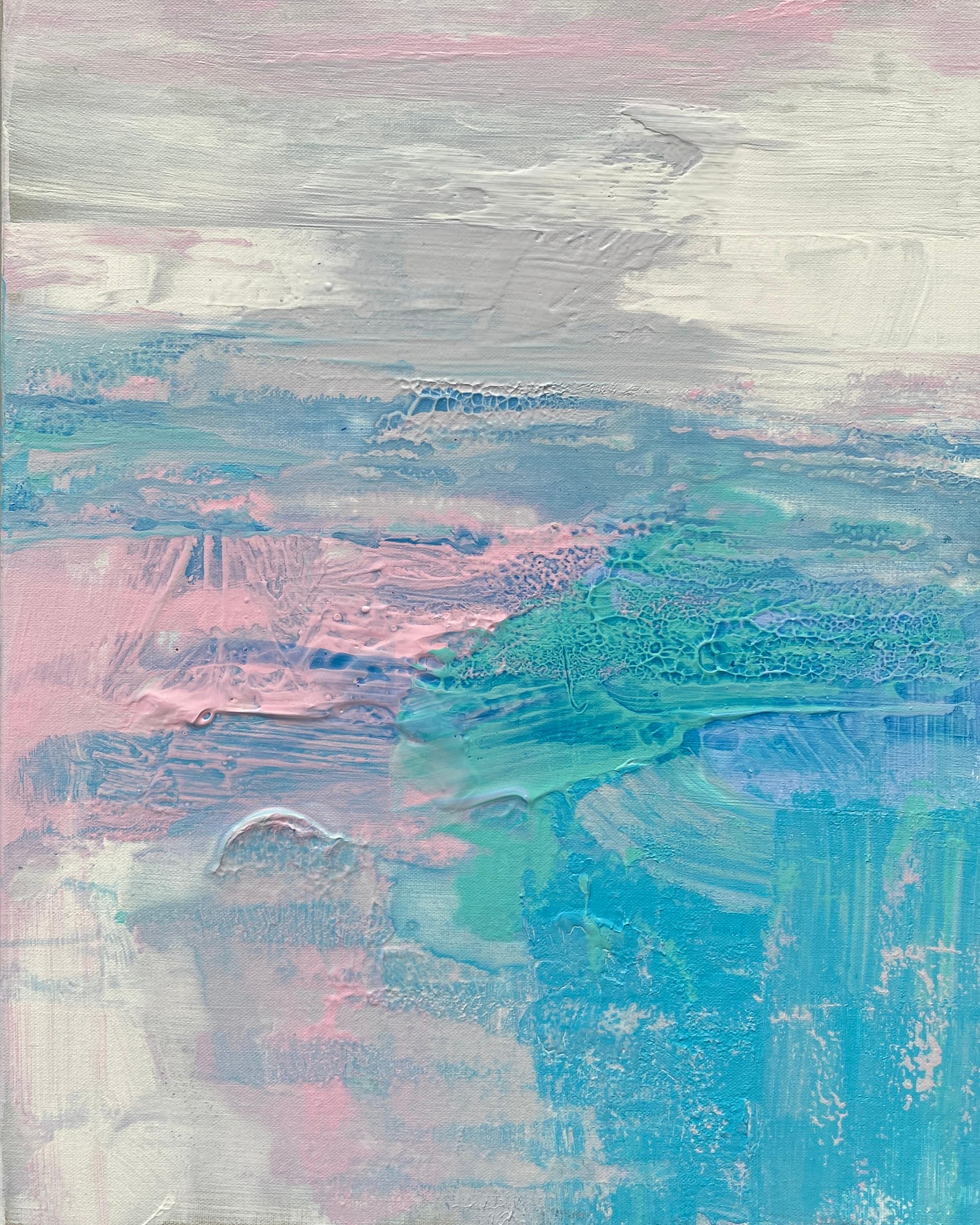 Abstract Painting Kathleen Rhee - Mémoires Monet  Aquarelle impressionniste abstraite vert pastel