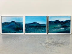 Mini Mountains small framed landscape set of 3 original paintings on canvas