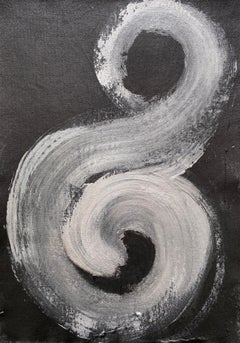 Minimalist Abstract Symbols Collection tribal silver black swirls circles no4