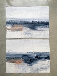 Minimalist original paintings on flat canvas Scandi inspired grey tan white