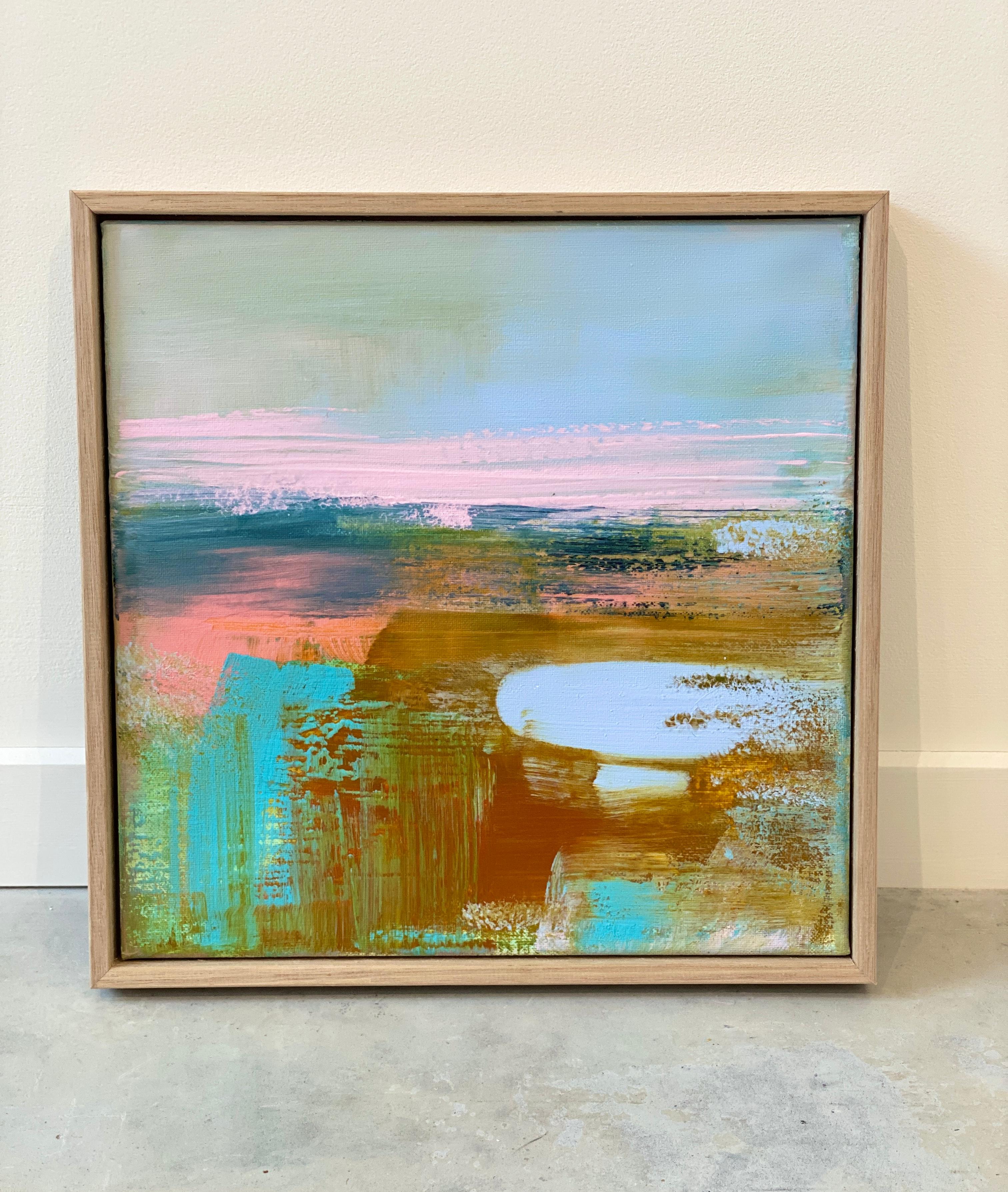 Missing You small framed abstract expressionist painting in color and pastel  - Painting by Kathleen Rhee