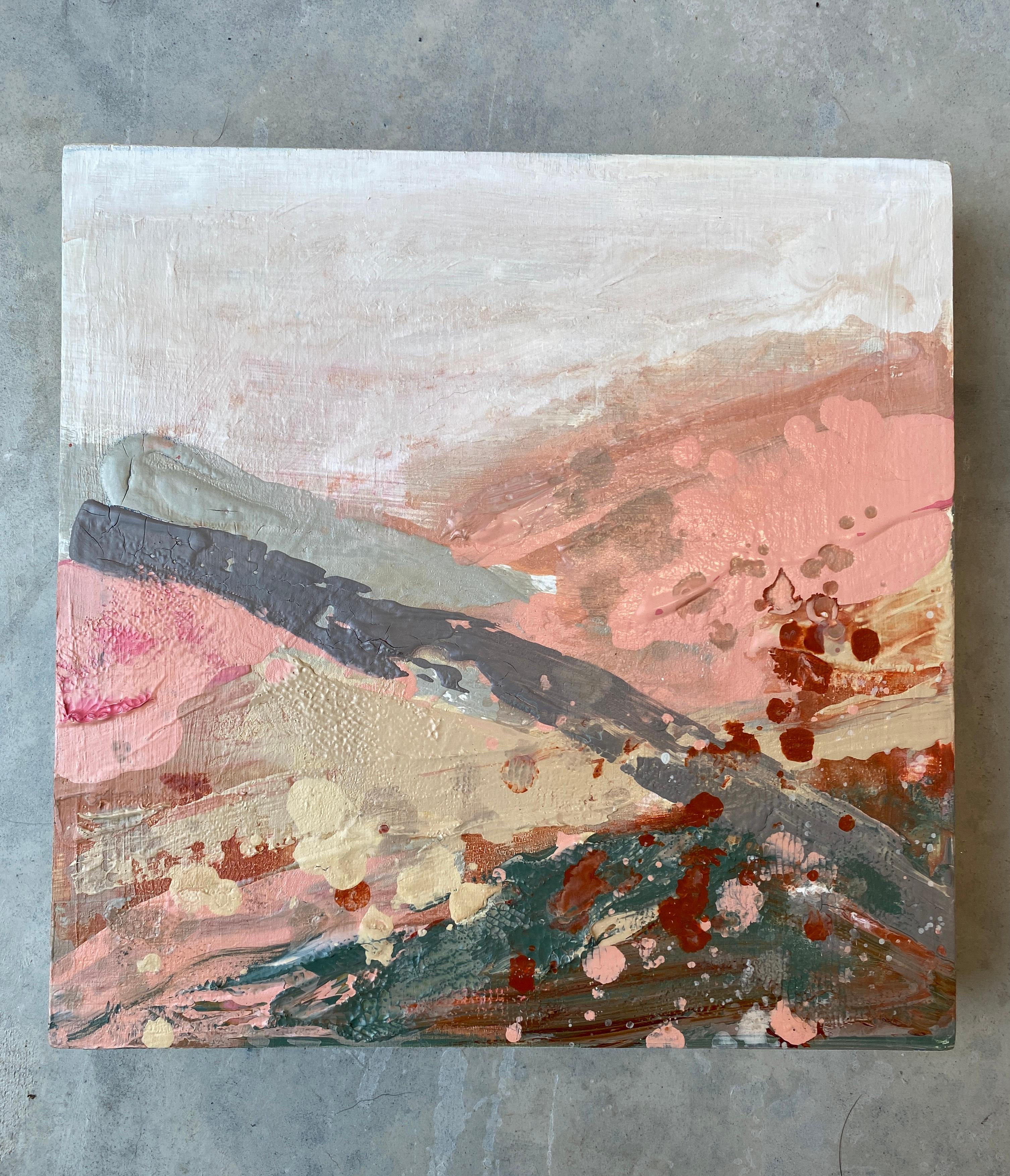 'Mountain sketch no1' a small square work on timber, abstract expressionist landscape. A sweet happy original painting to add light and joy to any room or small wall space.

This small collection is inspired by Canberra, Australia's national