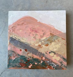 Mountain sketch no2 abstract impressionist landscape fuzzy peach grey green hill