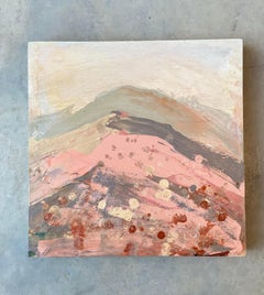 Mountain hillside no3 abstract impressionist landscape fuzzy peach grey green