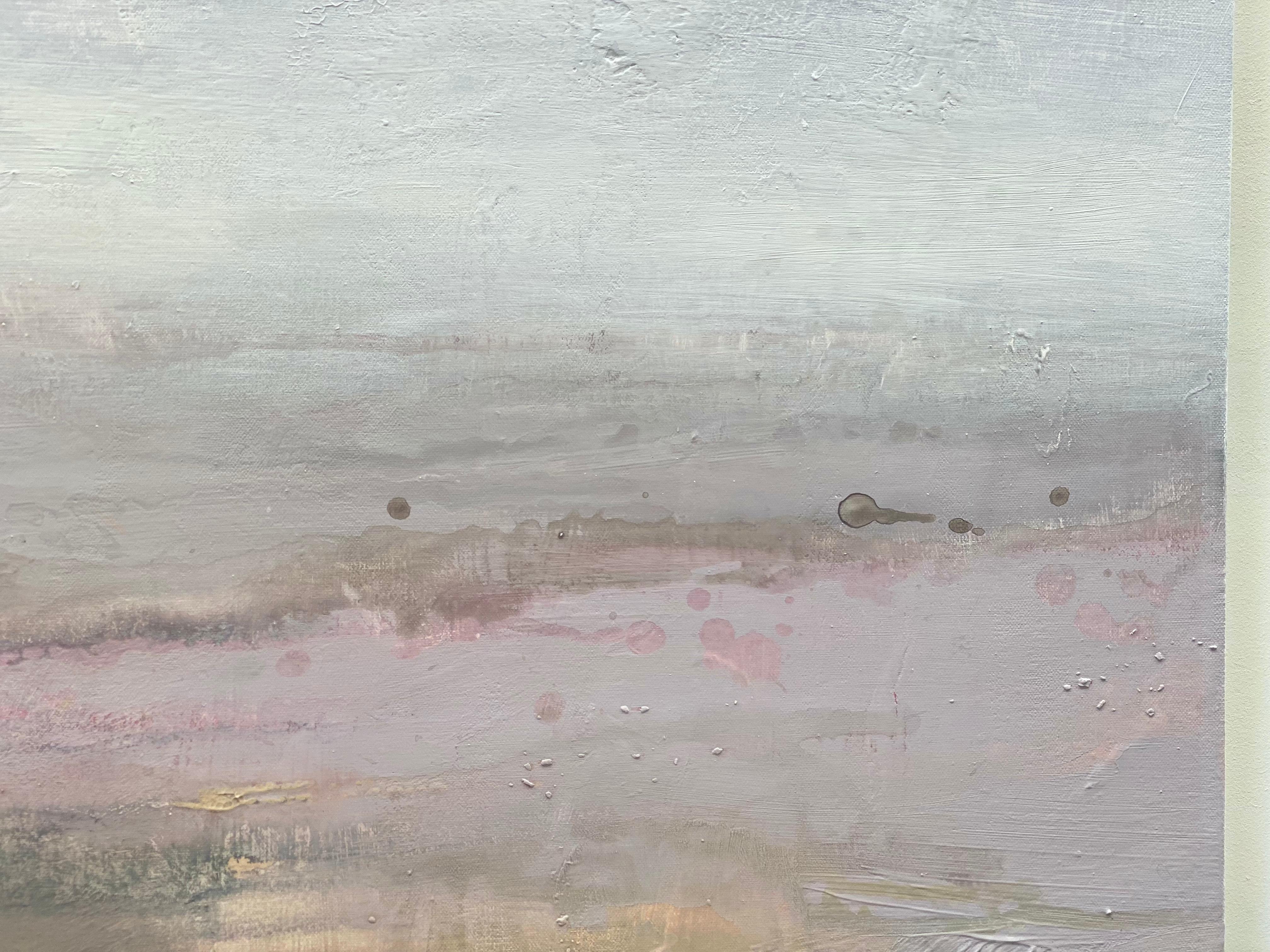 Mystical Colour no1 abstract impressionist landscape on canvas pink grey sand For Sale 5