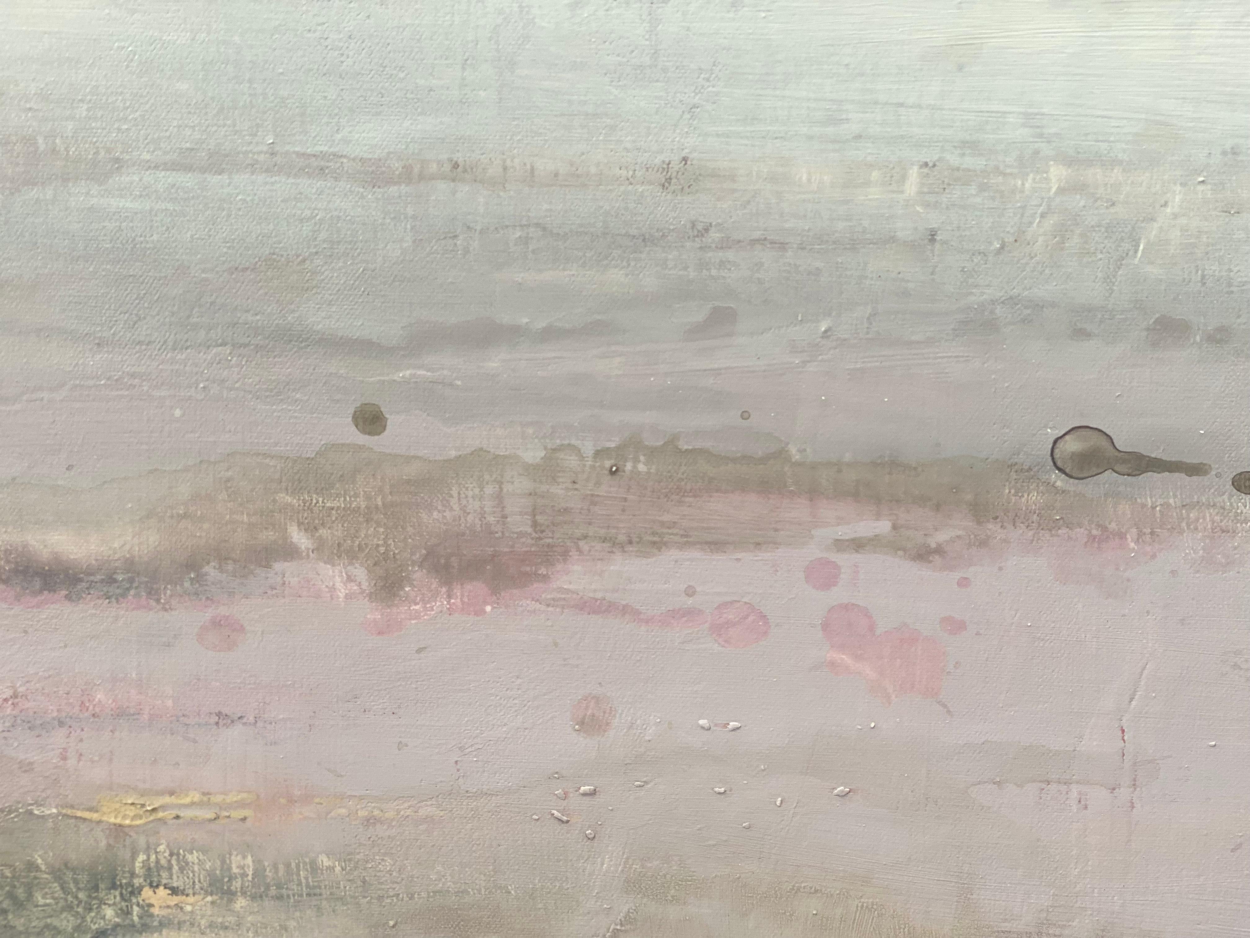 Mystical Colour no1 abstract impressionist landscape on canvas pink grey sand For Sale 9