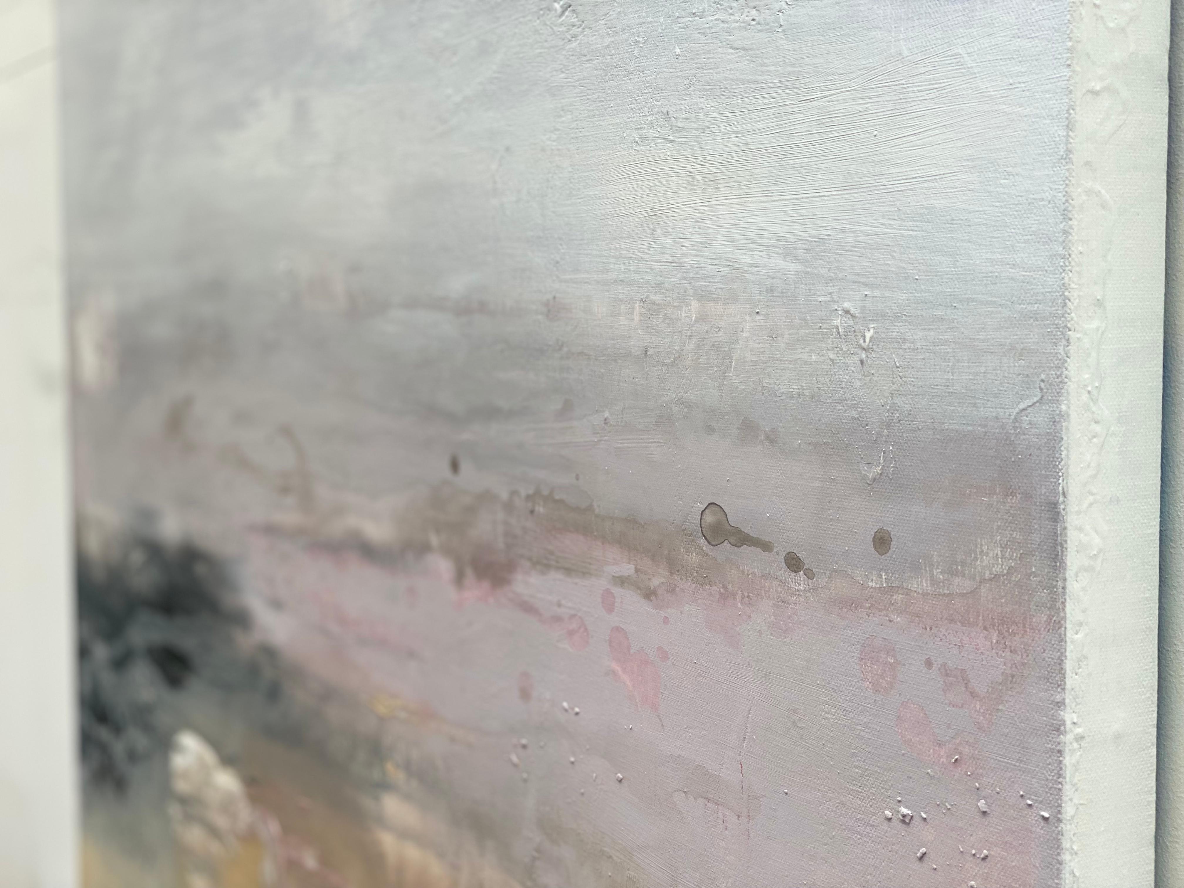Mystical Colour no1 abstract impressionist landscape on canvas pink grey sand For Sale 2