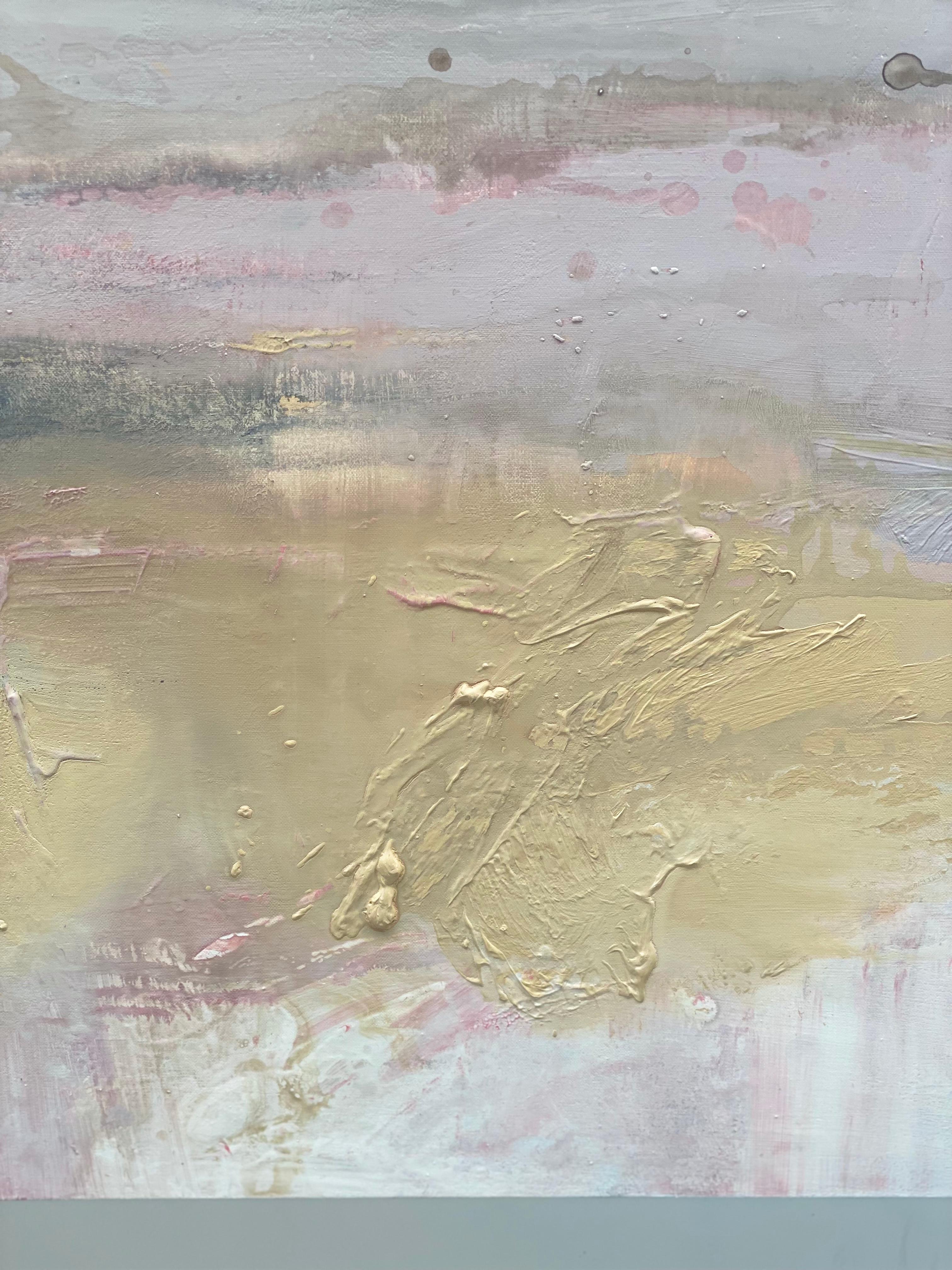 Mystical Colour no1 abstract impressionist landscape on canvas pink grey sand For Sale 3