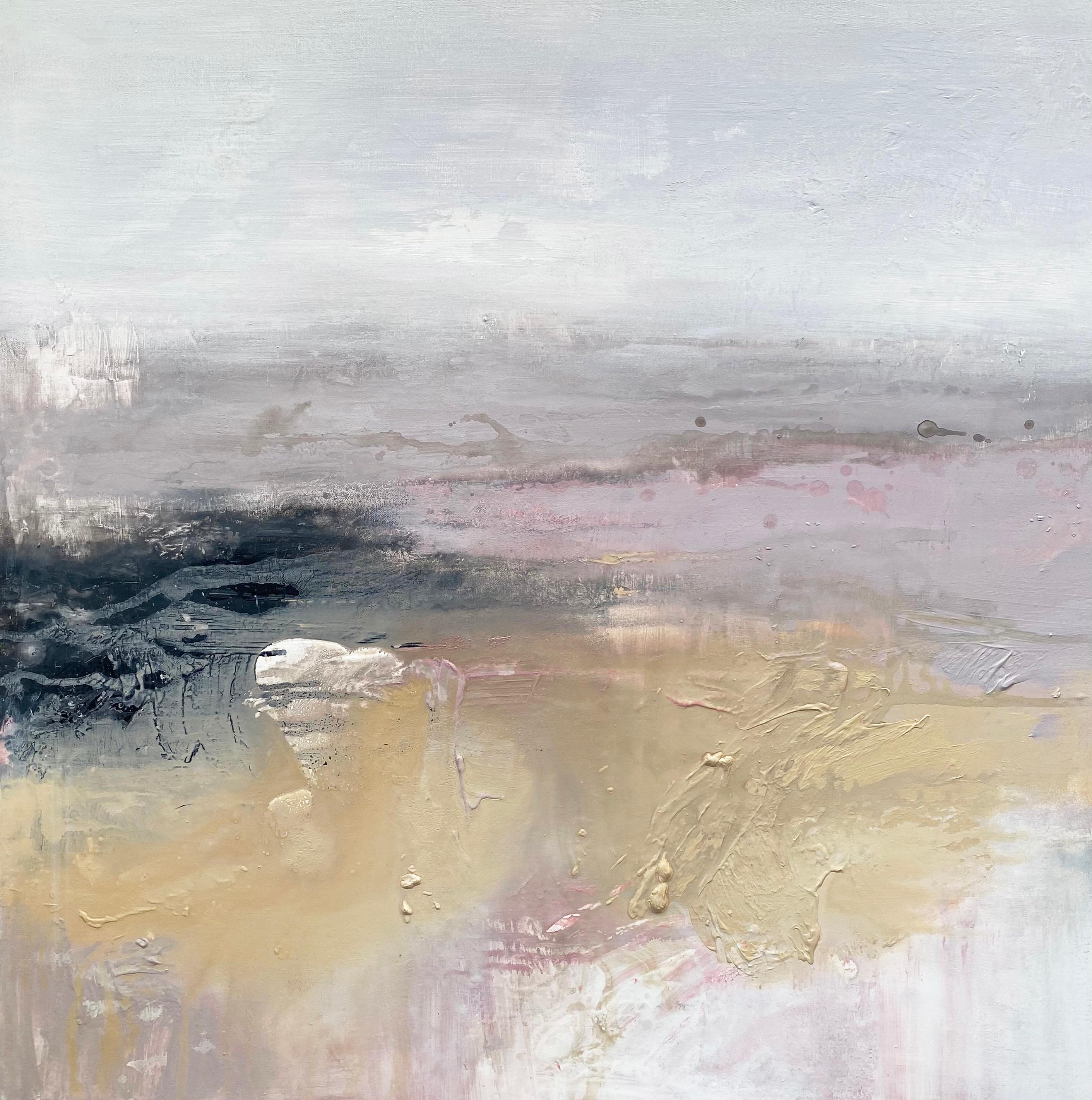 Kathleen Rhee Abstract Painting - Mystical Colour no1 abstract impressionist landscape on canvas pink grey sand