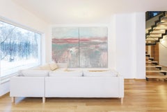 Nature of Calm  large scale double panel abstract expressionist painting pastel