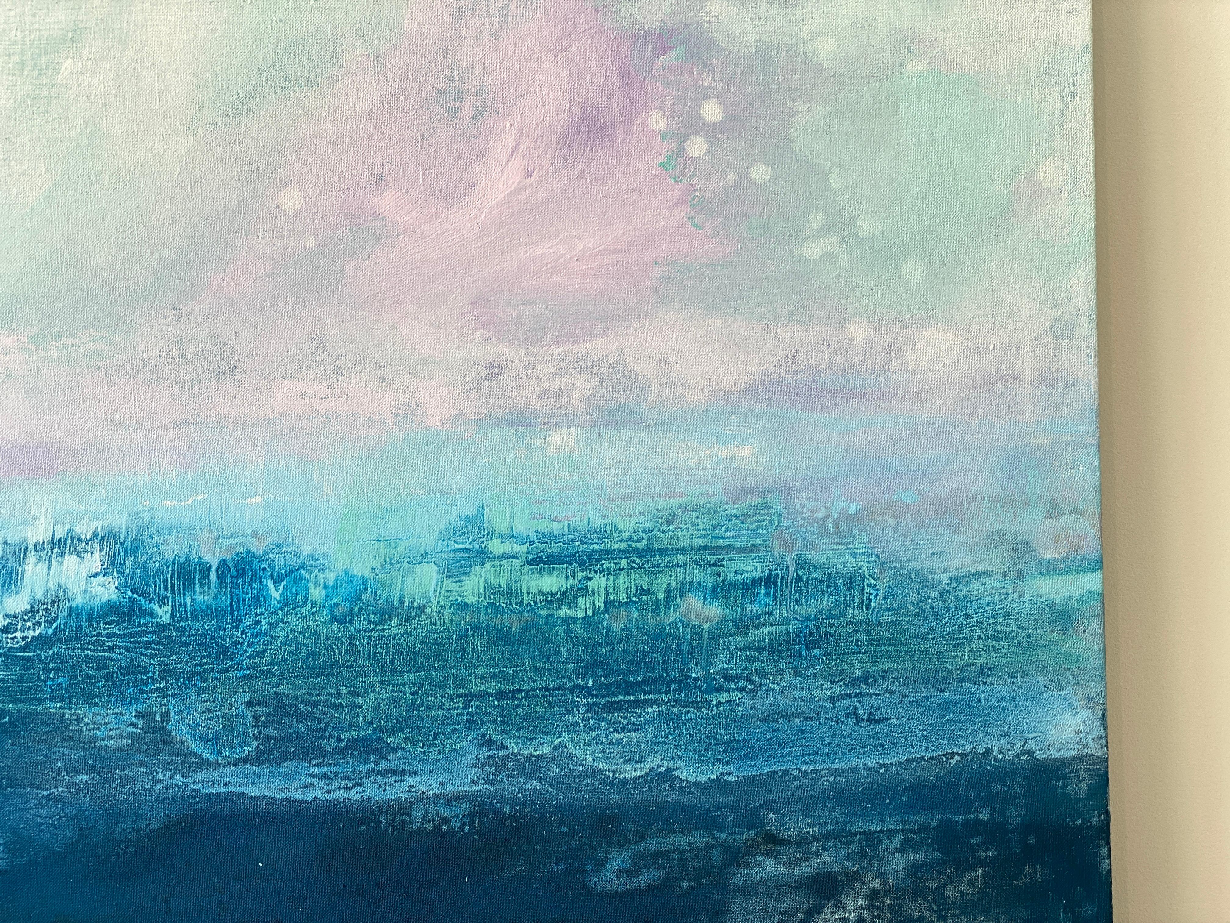 New Day Beginning blue ocean abstract landscape cloudy impressionism sky  6
