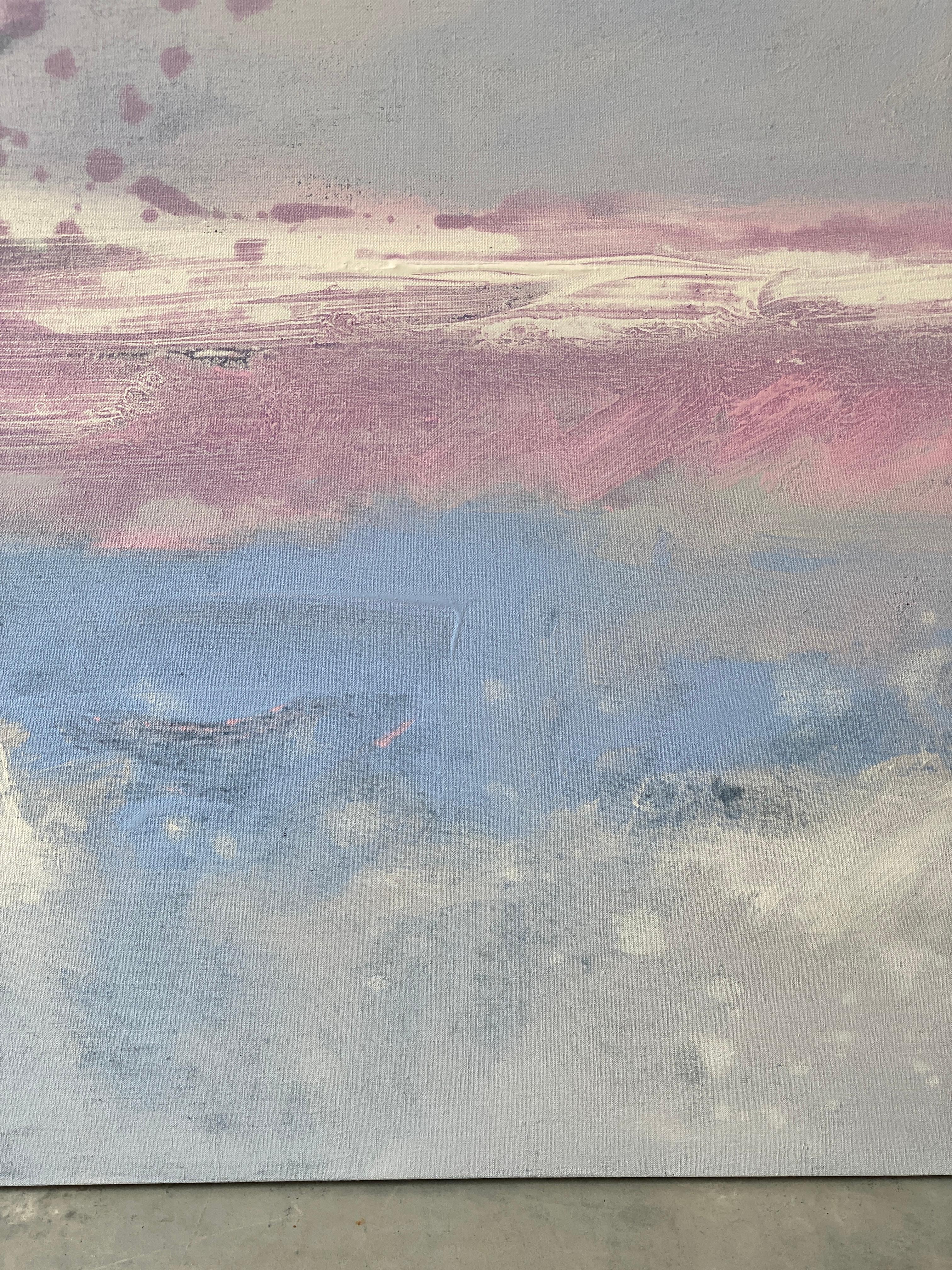 Night is falling blue pink ocean abstract landscape cloudy impressionism sky  For Sale 7