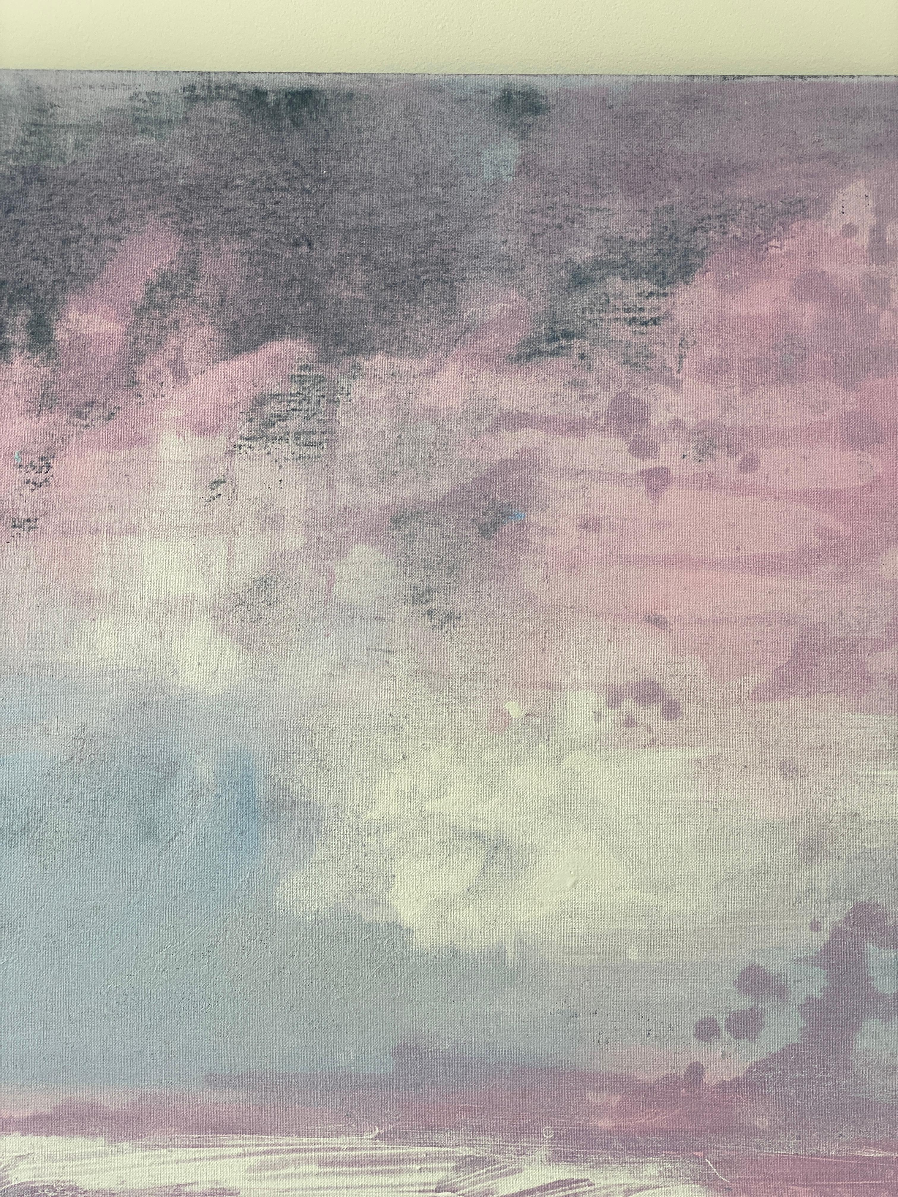 Night is falling blue pink ocean abstract landscape cloudy impressionism sky  For Sale 10