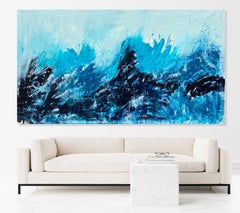 Not Drowning Waving large statement art abstract expression painting ocean blue