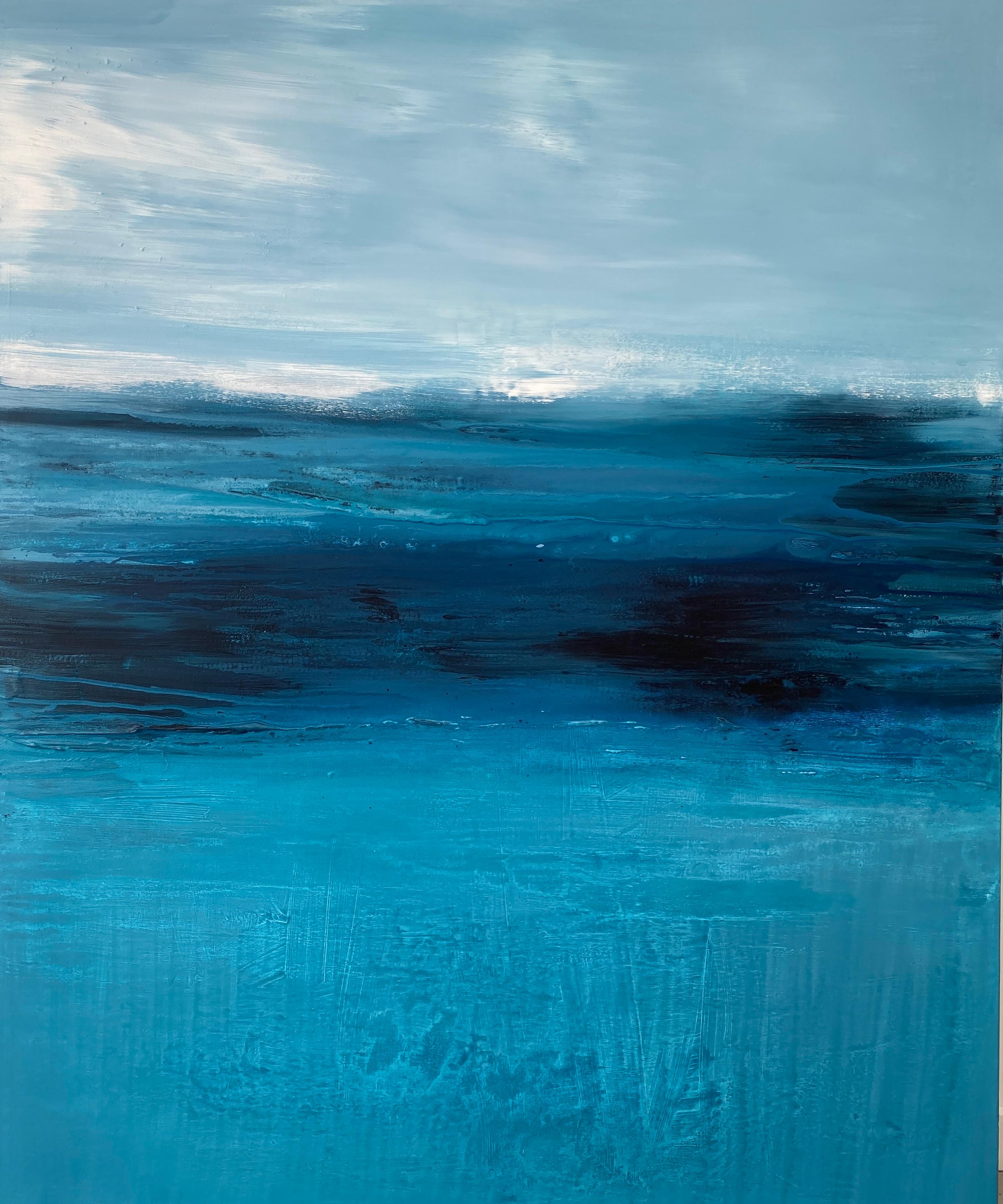 turquoise seascape abstract Impressionist painting minimalist aqua seascape