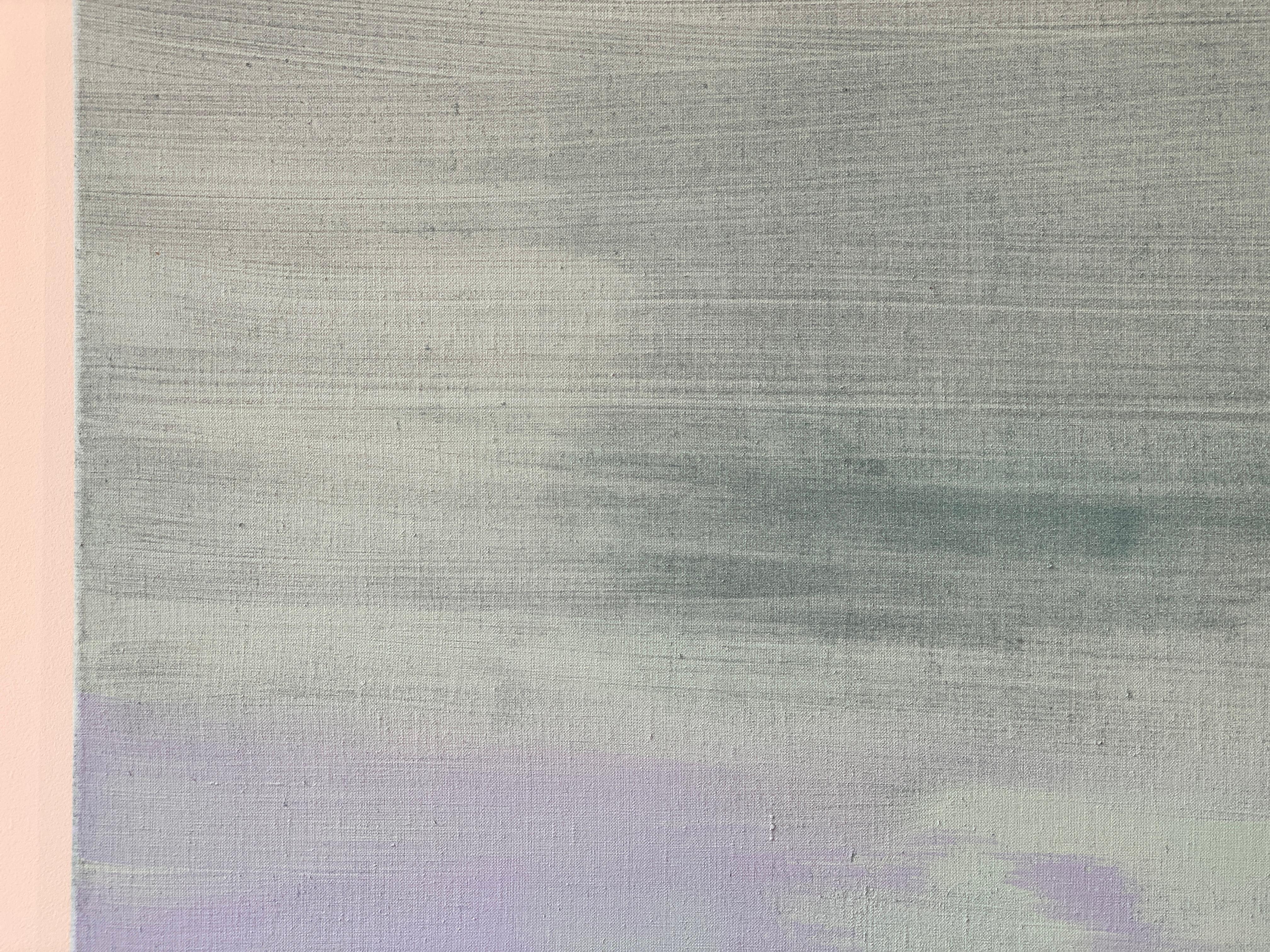 Pastel sage lavender square large scale minimalist abstract painting statement For Sale 14