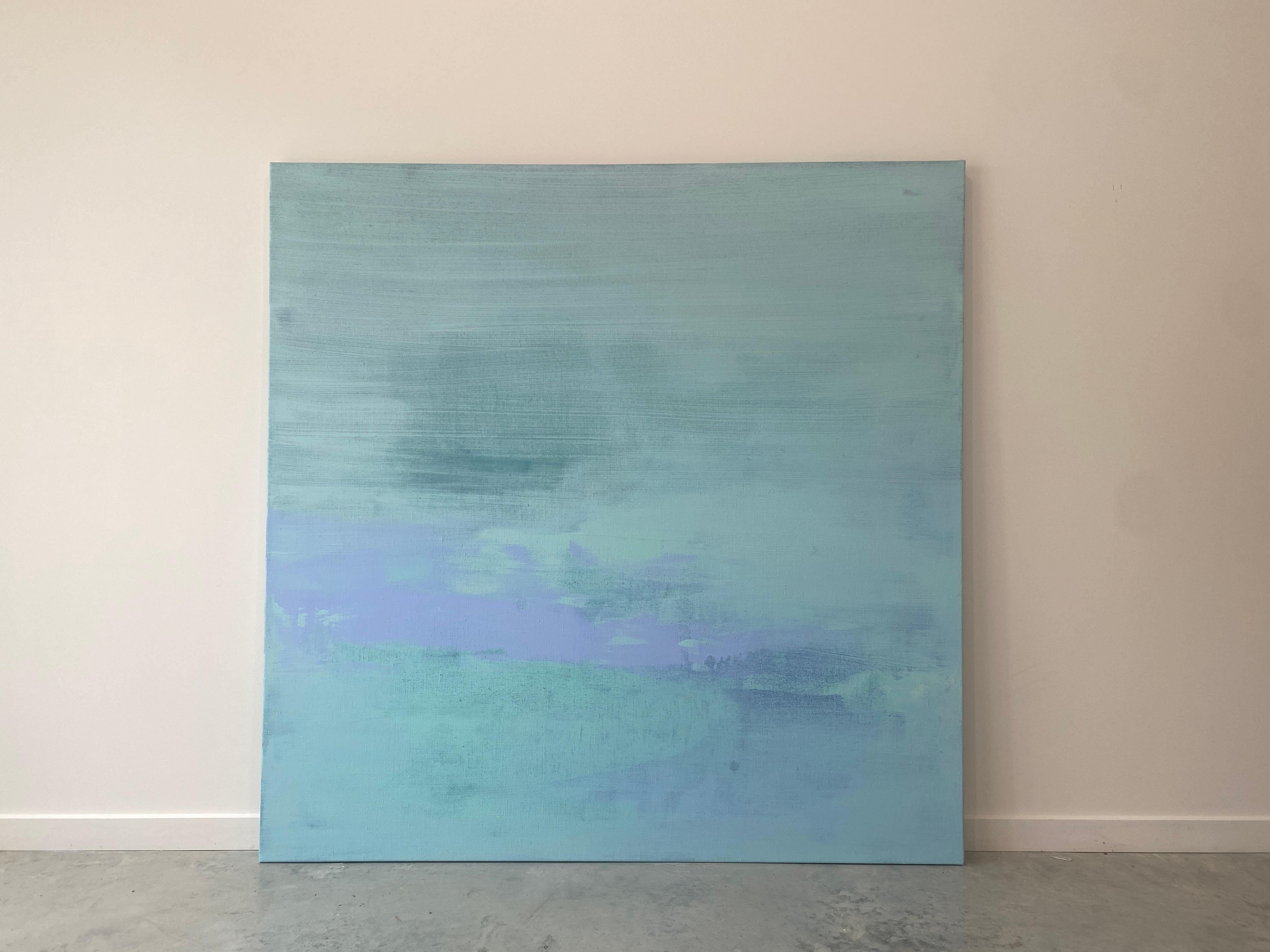'Pastel View' is from my minimalist abstract collection on high quality linen in my favourite colours. I love the challenge of painting in the minimalist style, it takes me two to three times longer than any other paintings. I am striving for