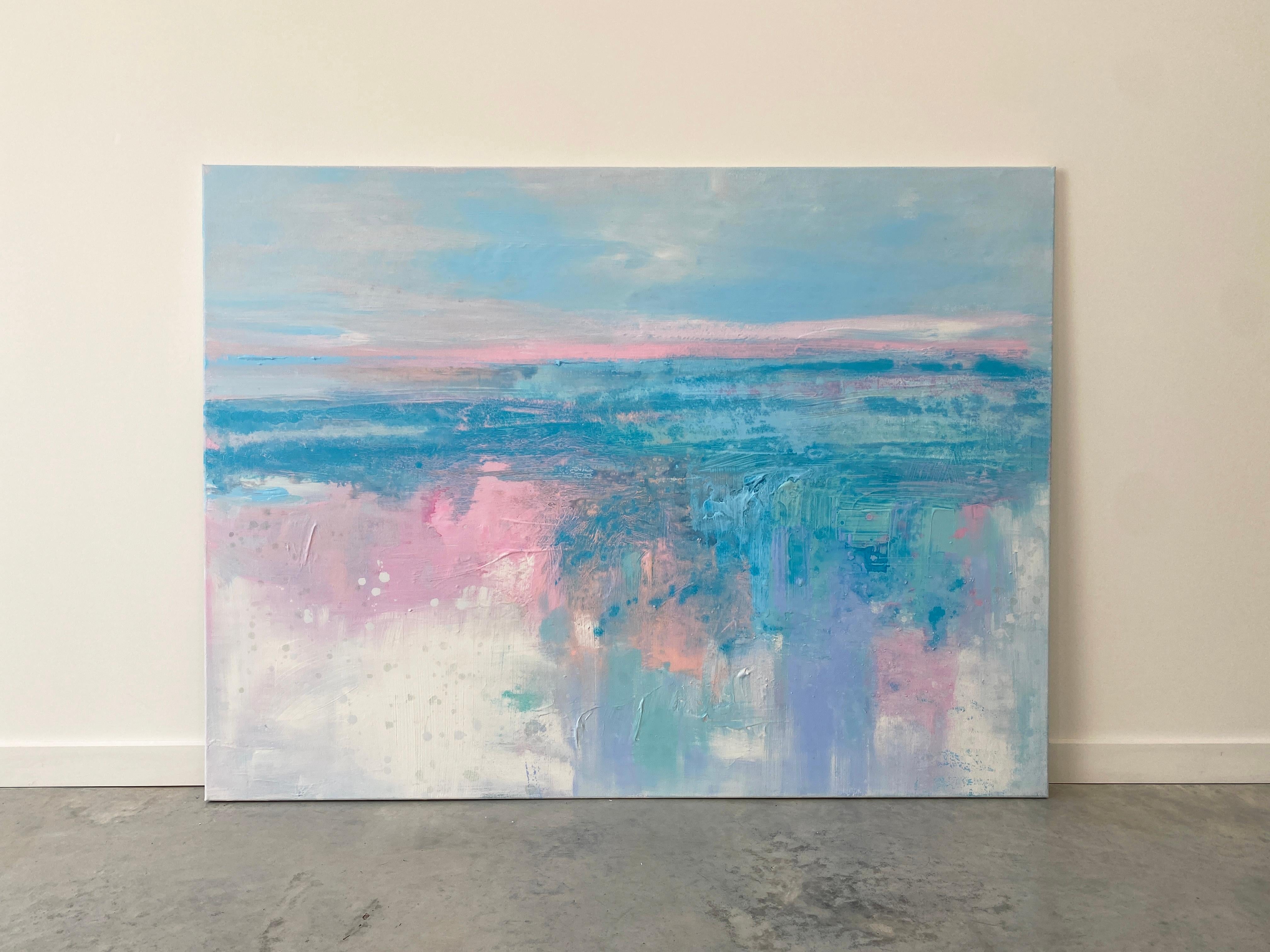 Pastel Waters abstract expressionist painting coastal decor colourful painting - Abstract Expressionist Painting by Kathleen Rhee