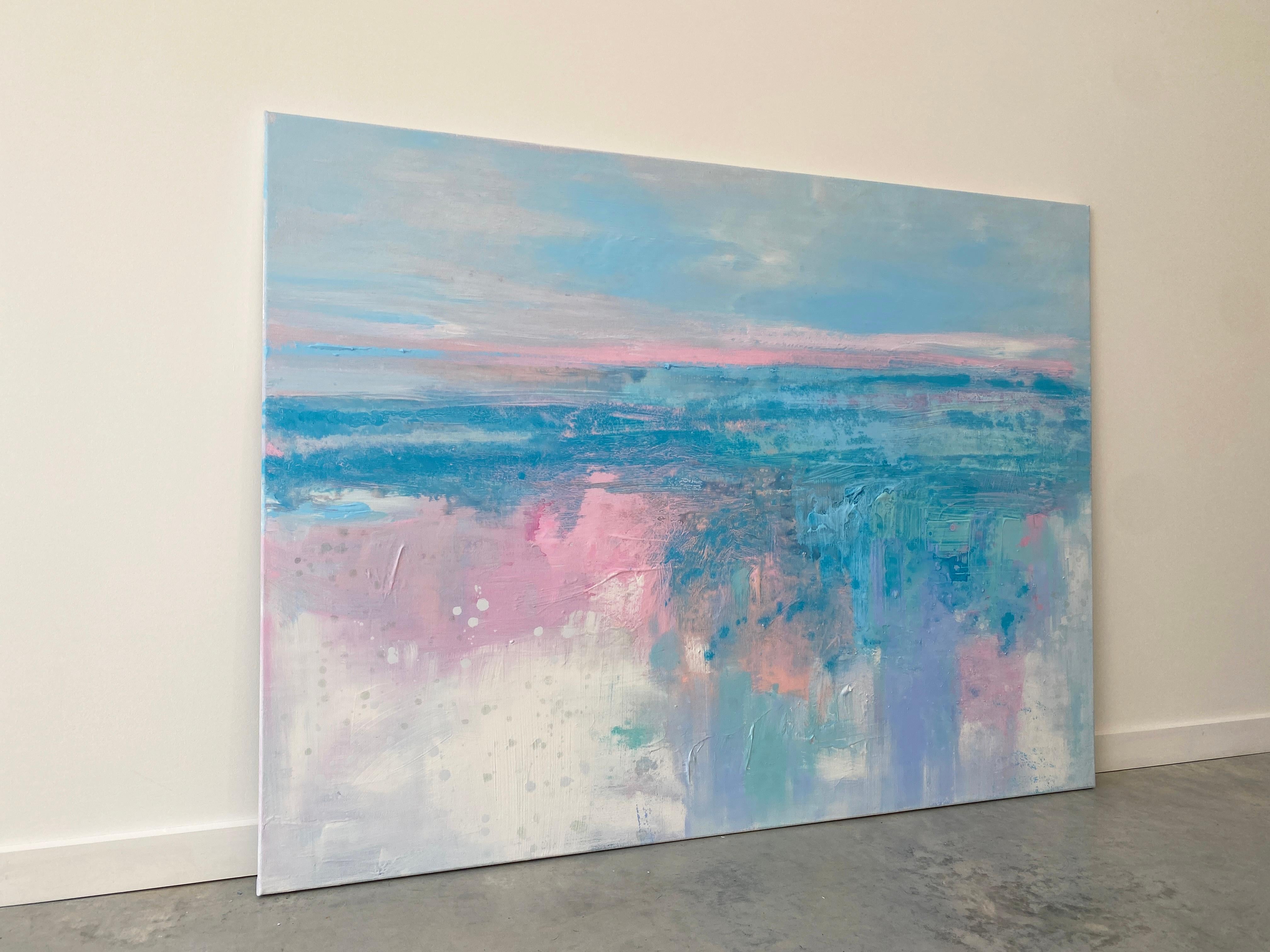 Pastel Waters an abstract landscape painting from my 'Serene Shorelines Collection'. 
Let light and peace fill you day, a meditative abstract expressionist painting. Exploring the beauty of Australian coastal shorelines with mirrored waters, sandy