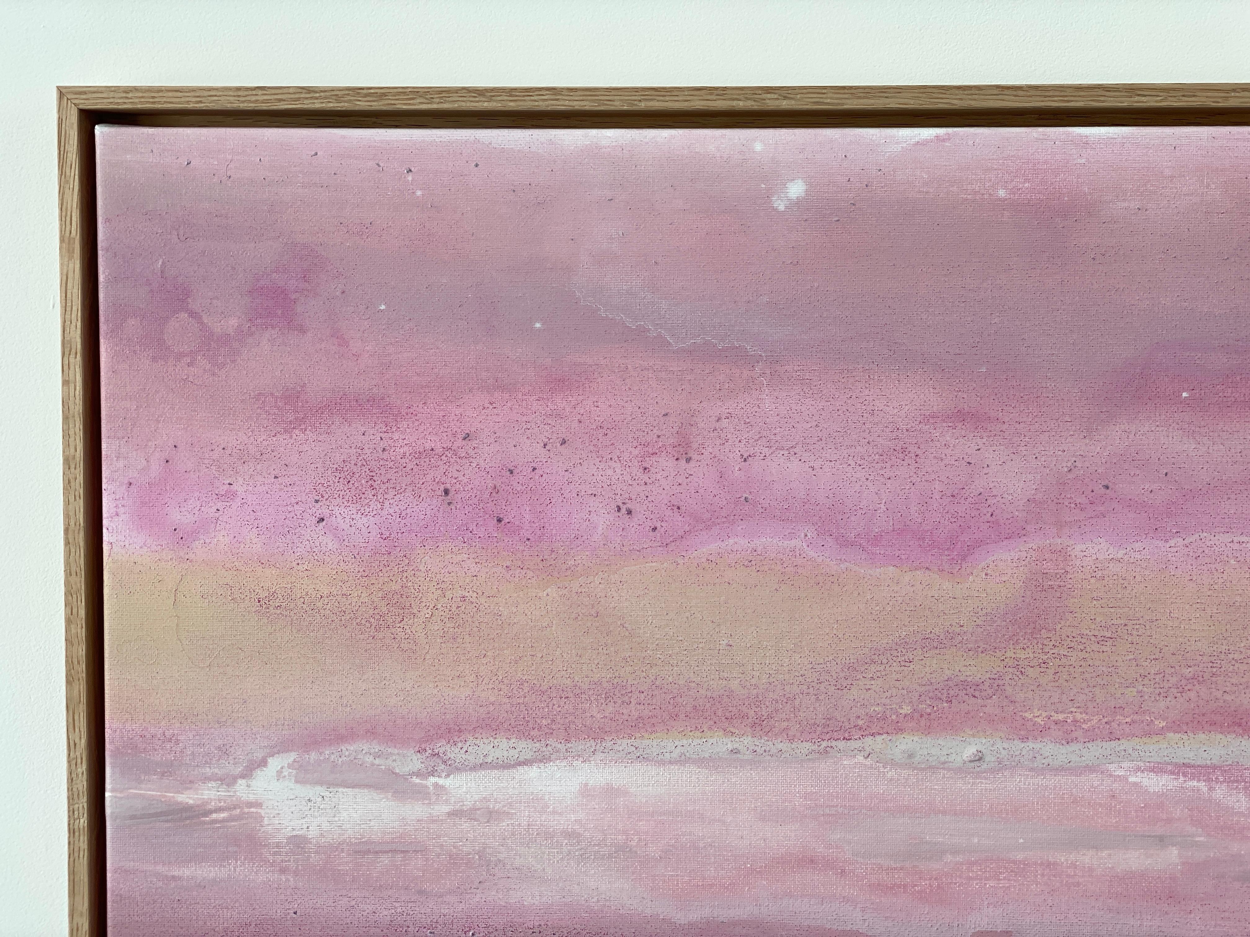 Large pink peach white abstract expressionist painting framed ready to hang For Sale 10
