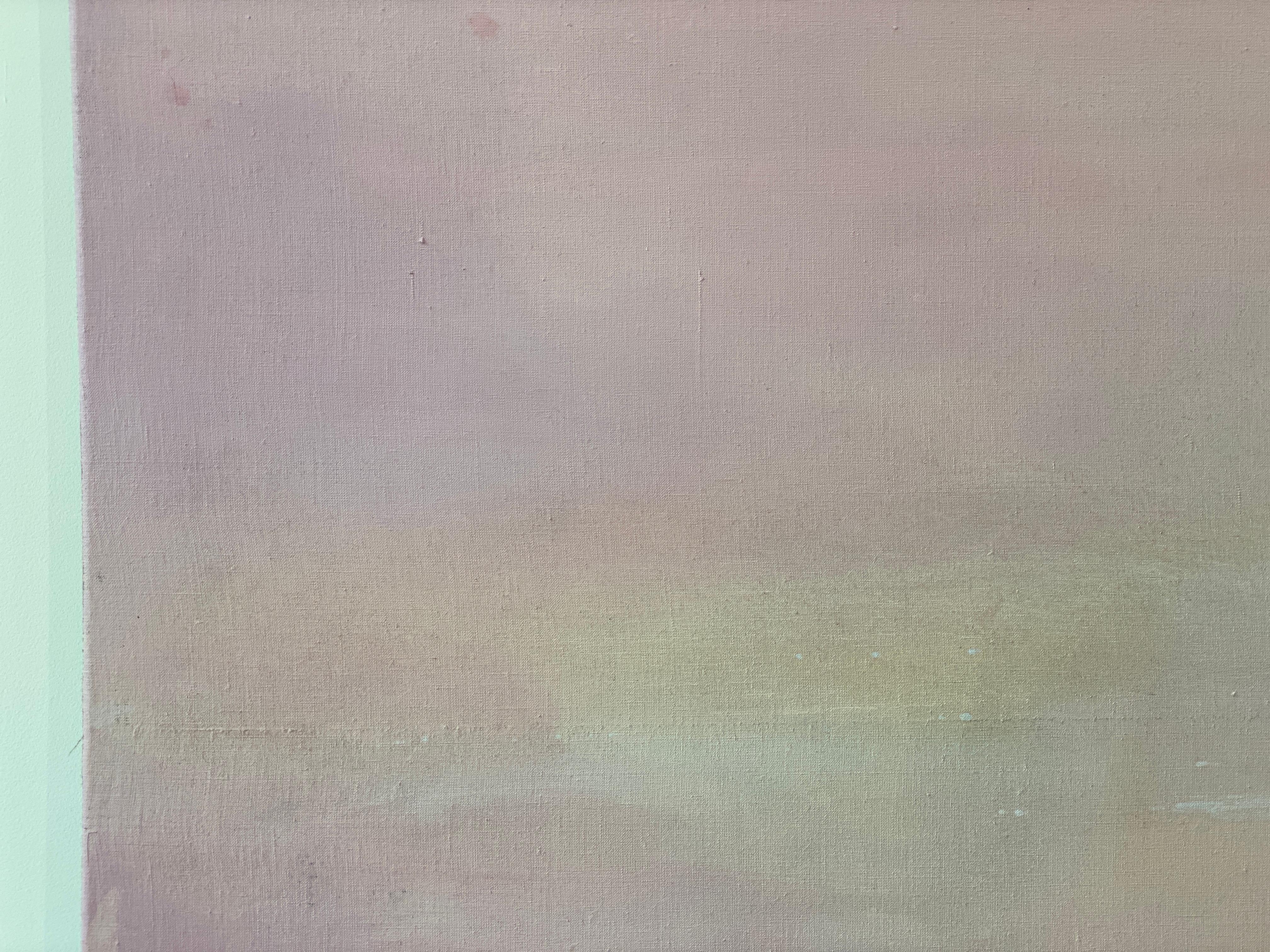 Pink Peach square large scale minimalist abstract painting statement artwork For Sale 7