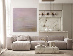 Pink Peach square large scale minimalist abstract painting statement artwork