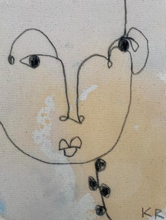 Portrait contour crayon croquis ligne minimaliste contemporain dessin du visage no1