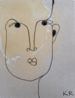 Portrait contour pencil line sketch minimalist contemporary face drawing no2