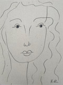 Portrait crayon croquis ligne minimaliste matisse contemporain visage dessin EVA